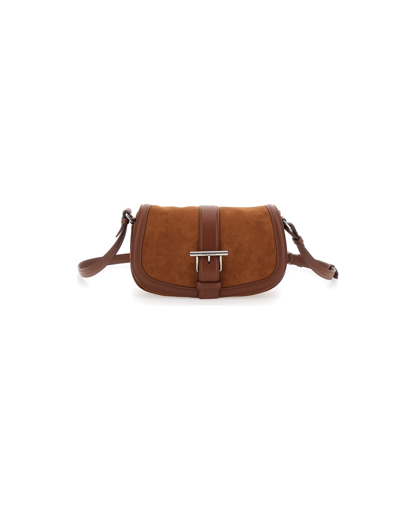 Alexander McQueen 
satchel
 Brown Crossbody Bag With T-buckle And Embossed Logo In Suede Woman - Brown