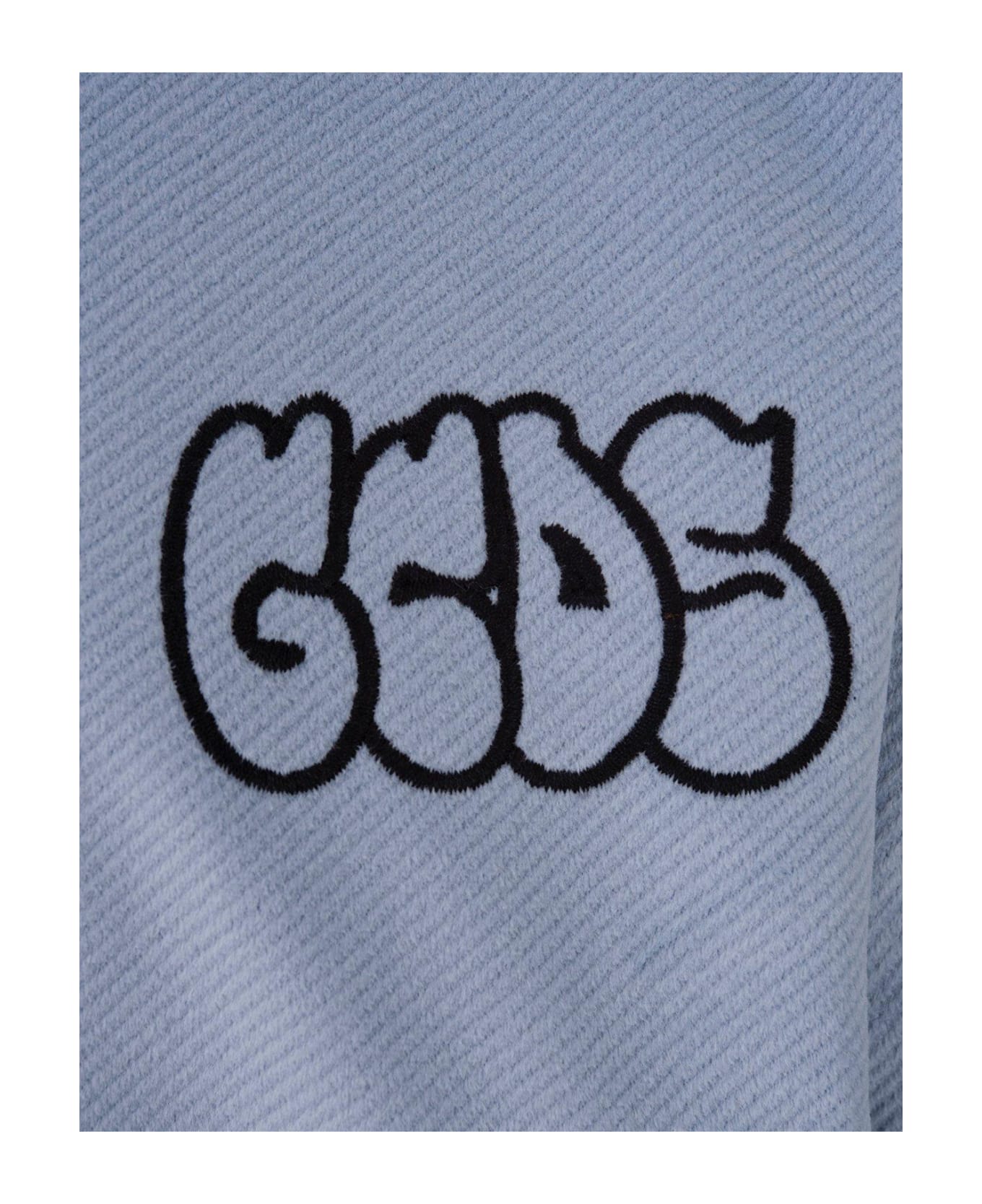 GCDS Graffiti Logo Varsity Bomber Jacket - Light Blue