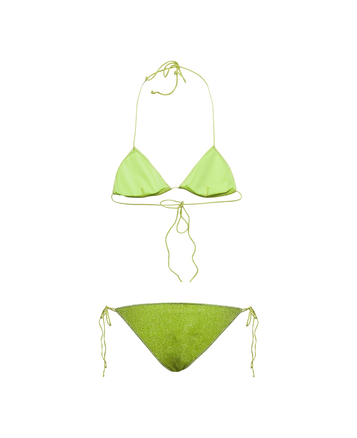 Oseree Green Triangle-shaped Bikini In Lurex Woman - Green
