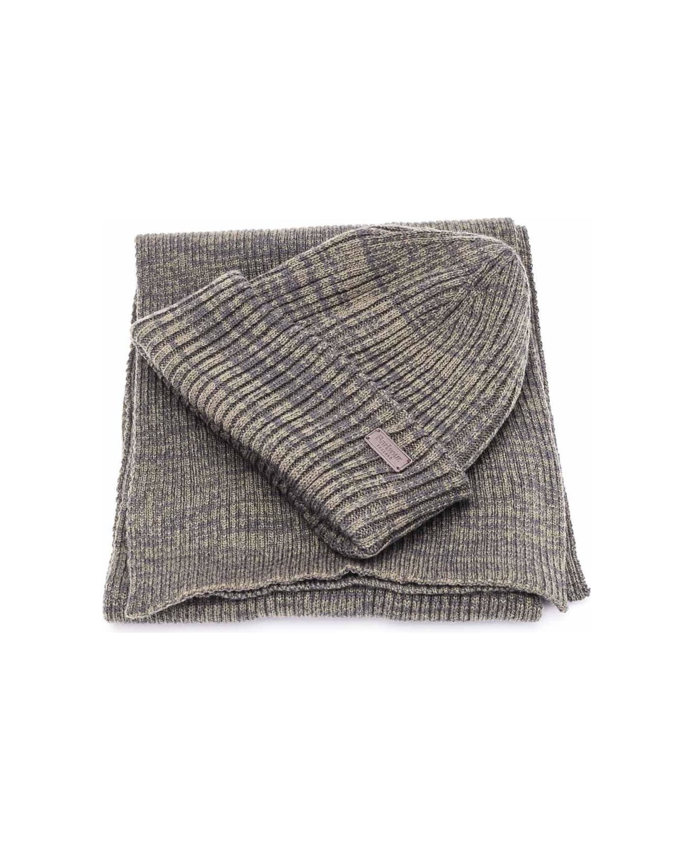 Barbour Scarf And Beanie Set - Olive Twist