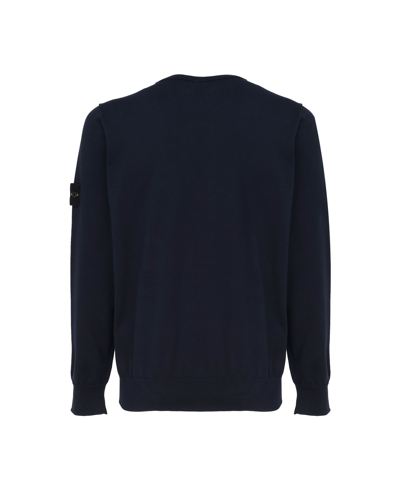 Stone Island Cotton Logo Knit - Blue ニットウェア