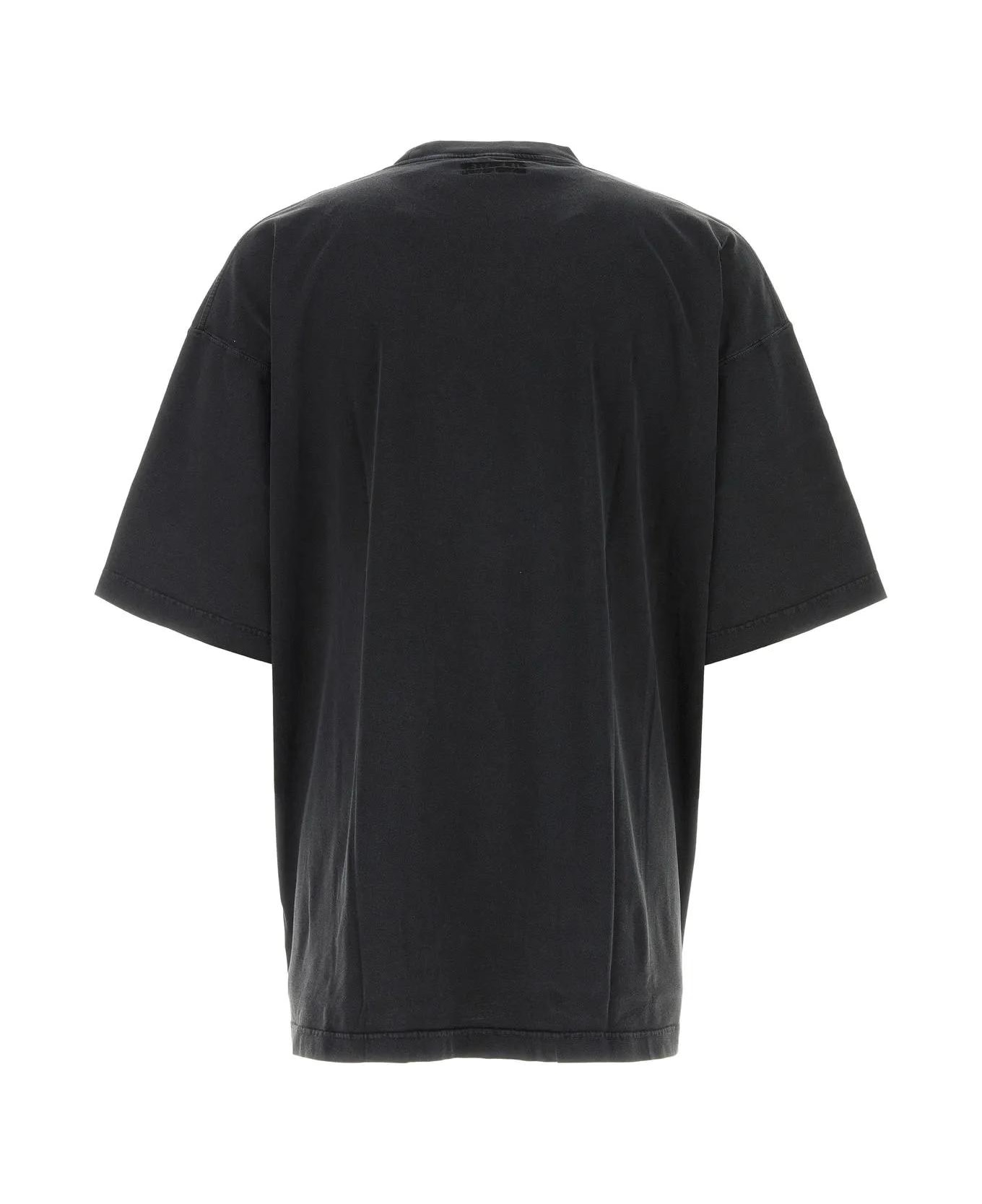 VETEMENTS Slate Cotton Oversize T-shirt - BLACK シャツ