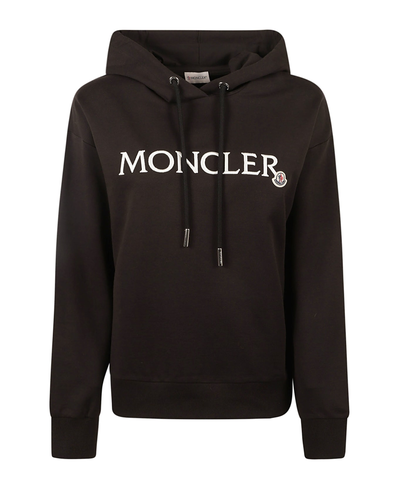 Moncler Chest Logo Patch Hooded Sweatshirt - Black