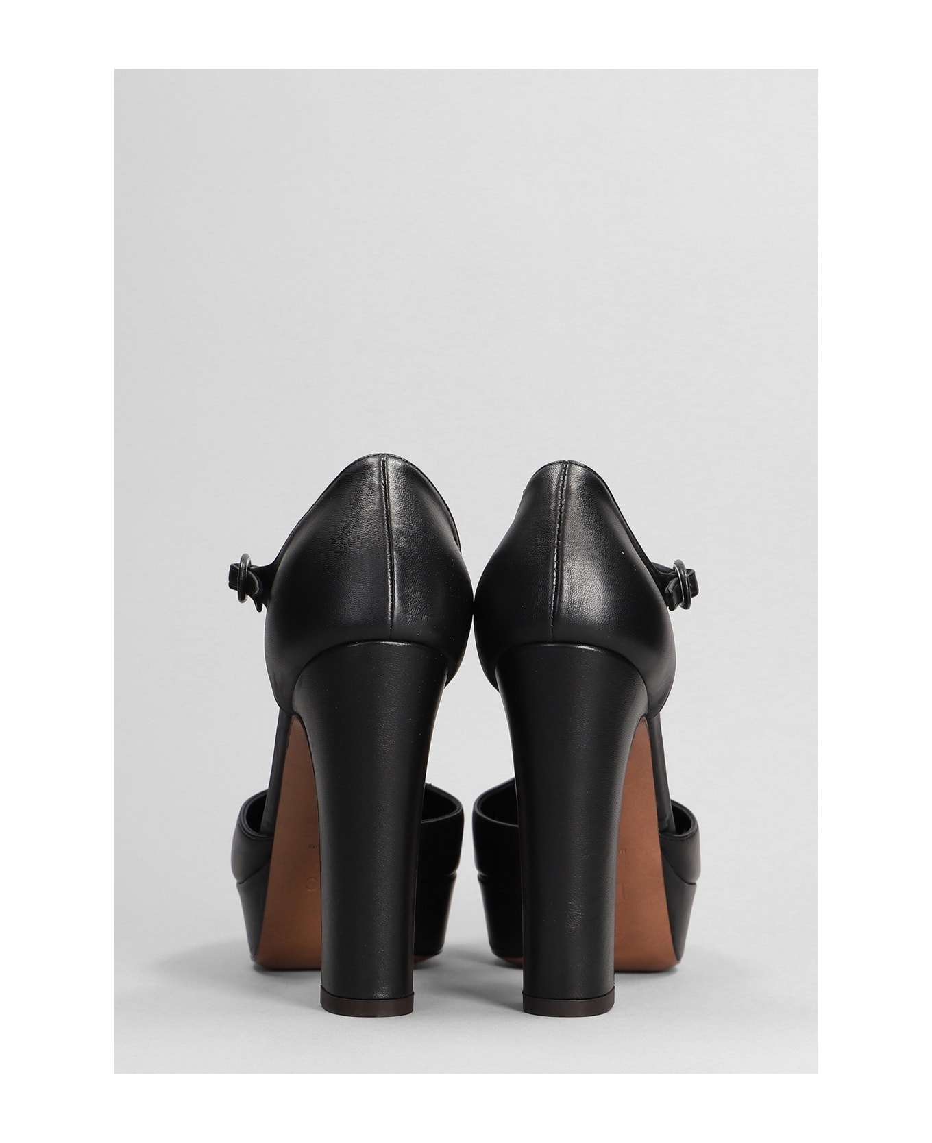 Relac Pumps In Black Leather - Antracite