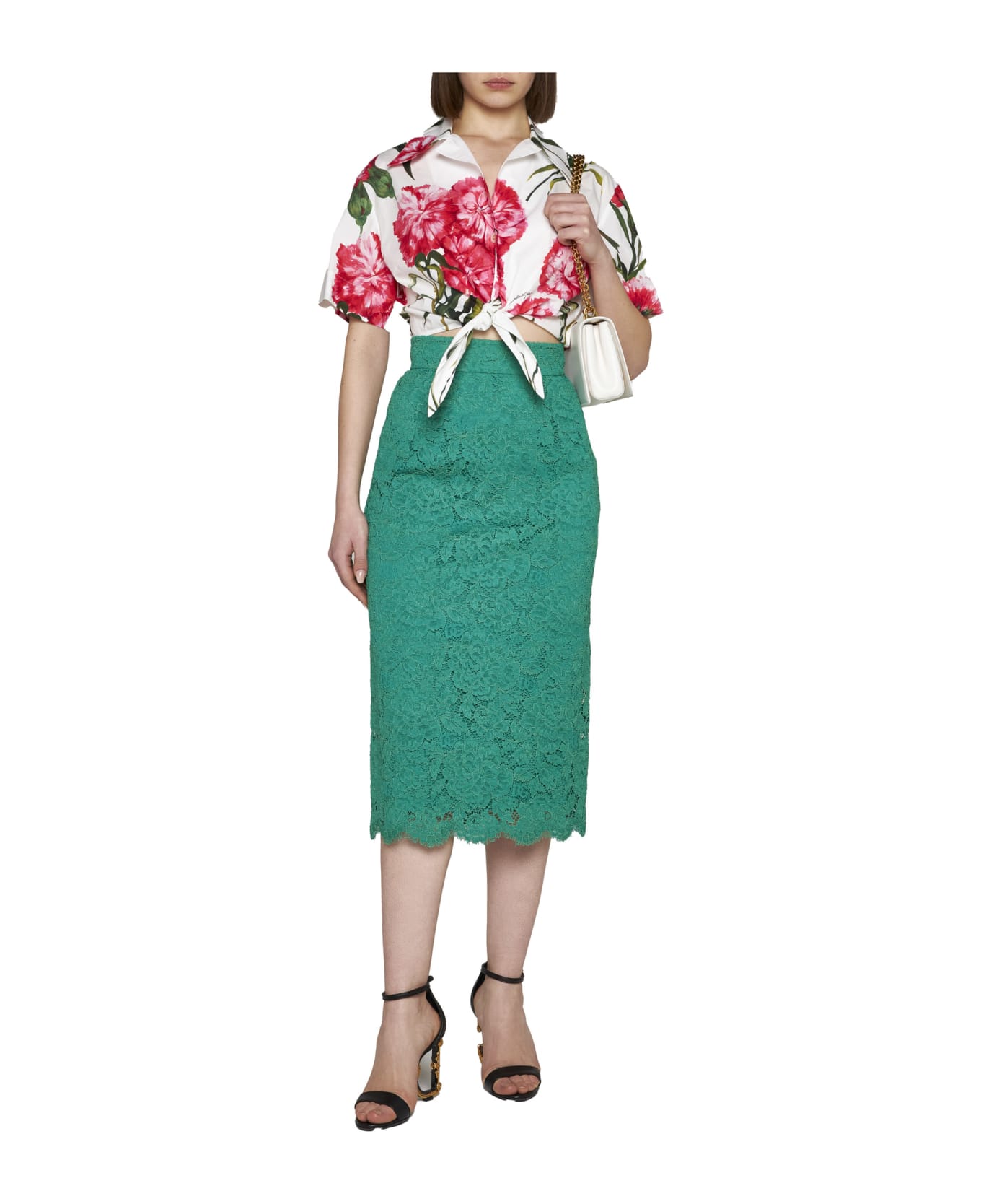 Dolce 
Gabbana Floral Lace Skirt - Verde intenso