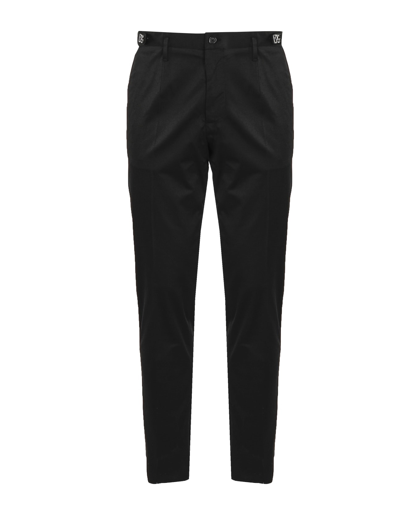 Dolce & Gabbana Stretch Cotton Trousers - Black