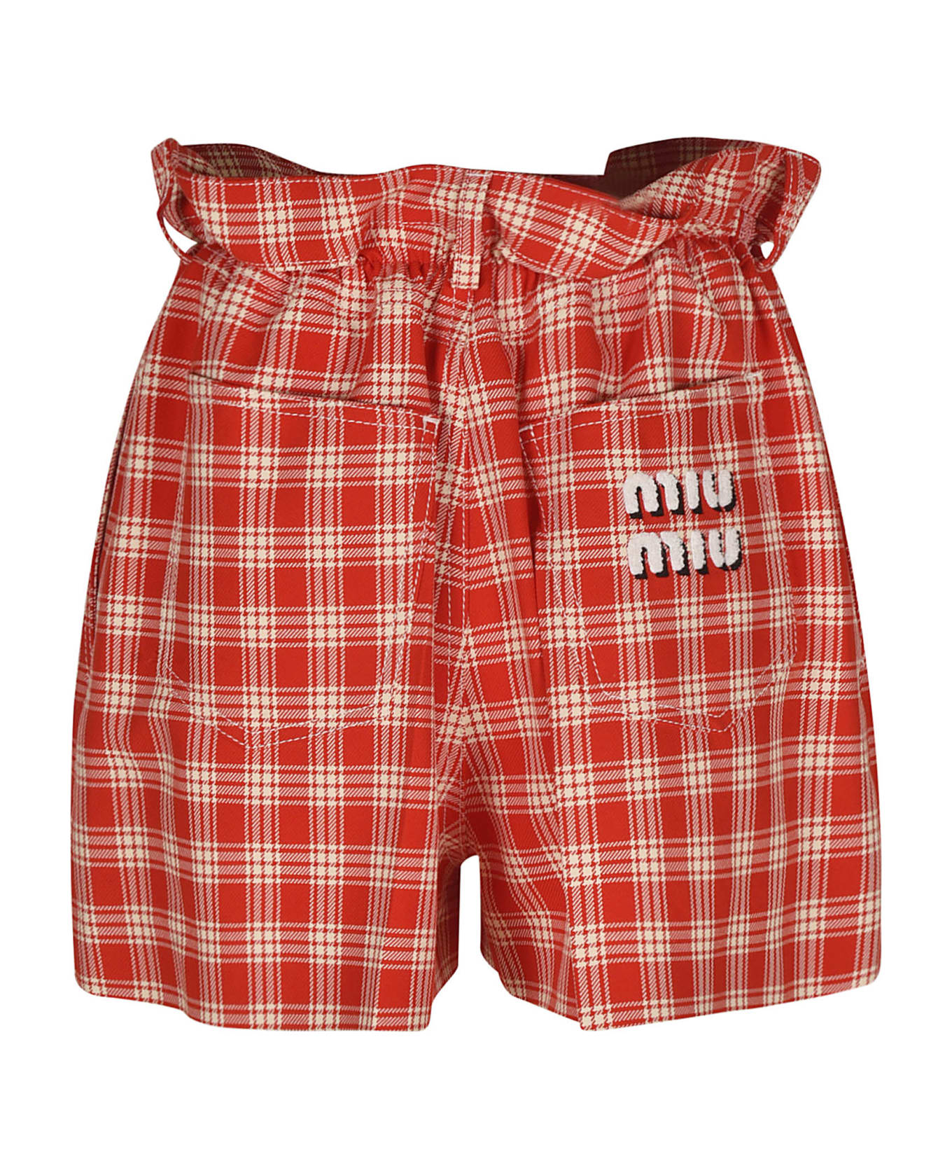 Miu Miu Check Shorts - Red/White