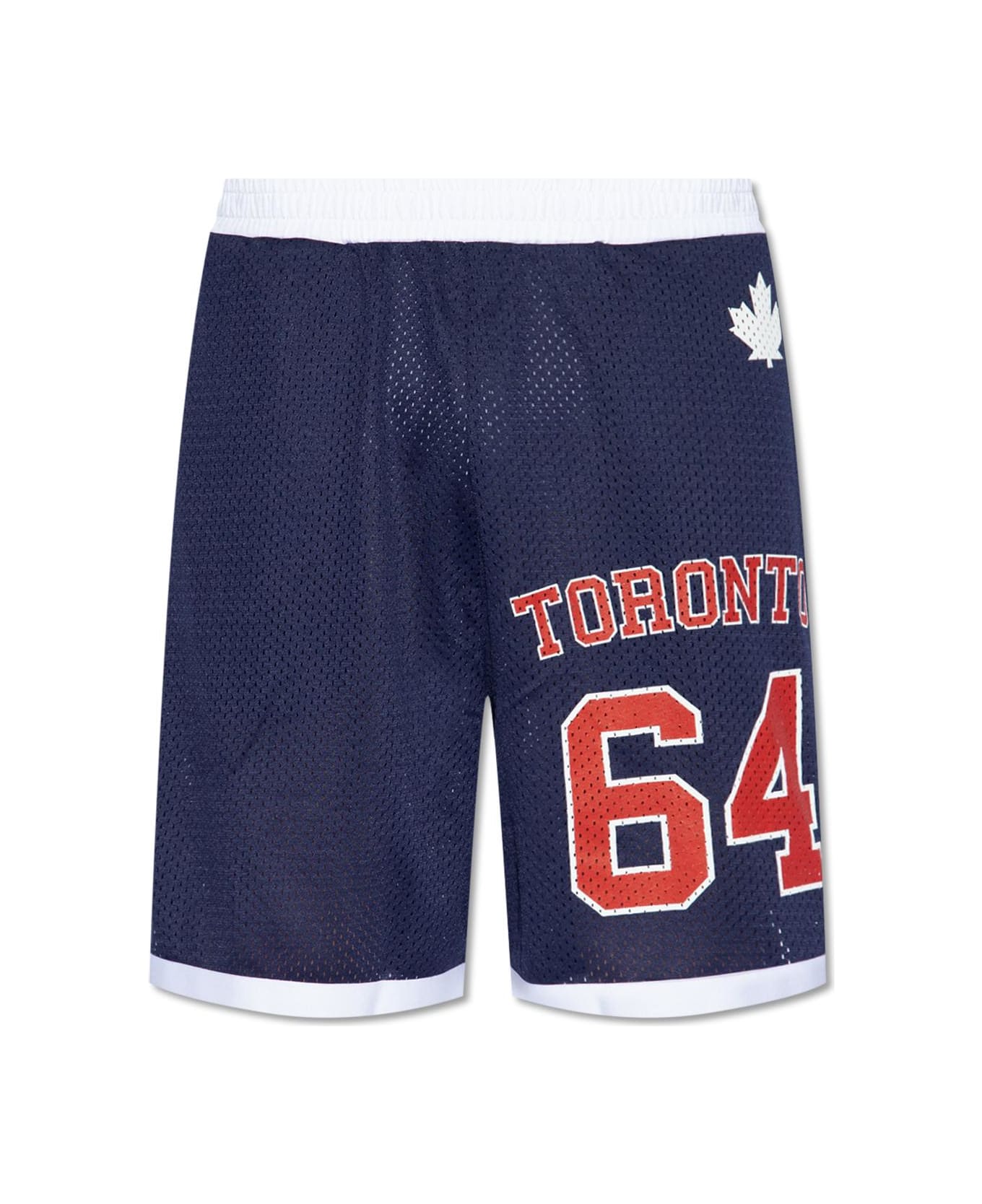Dsquared2 Mesh Fabric Shorts With Logos - NAVY BLUE