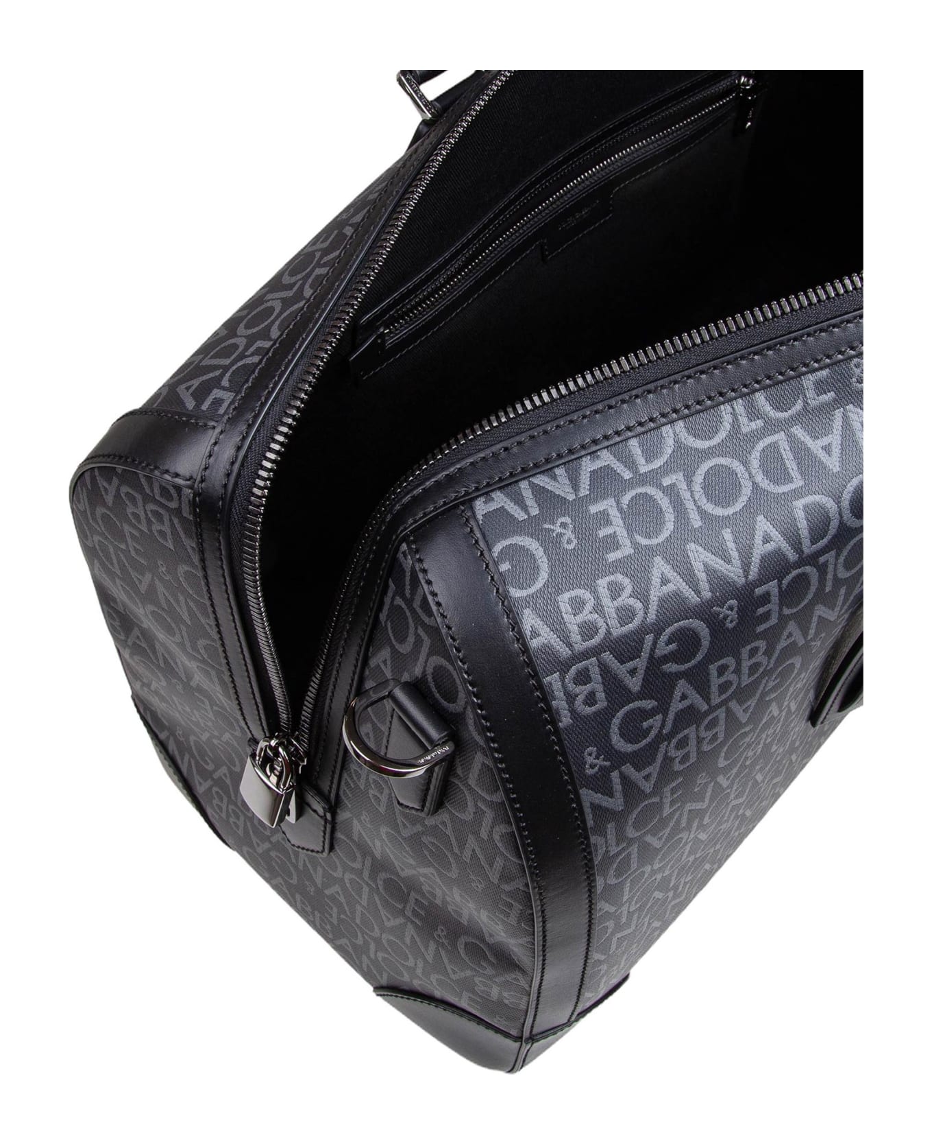 Dolce & Gabbana Allover Logo Duffle Bag - Black / Grey