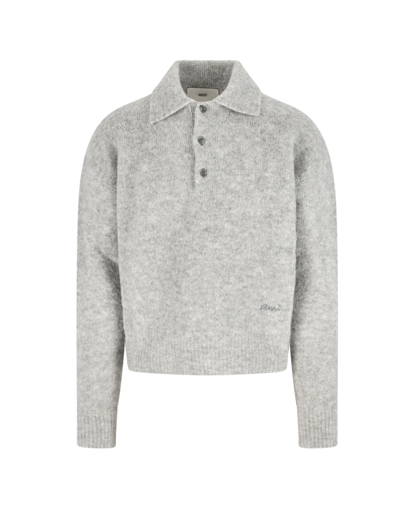 Ami Alexandre Mattiussi Alpaca Blend Polo Shirt - Gray