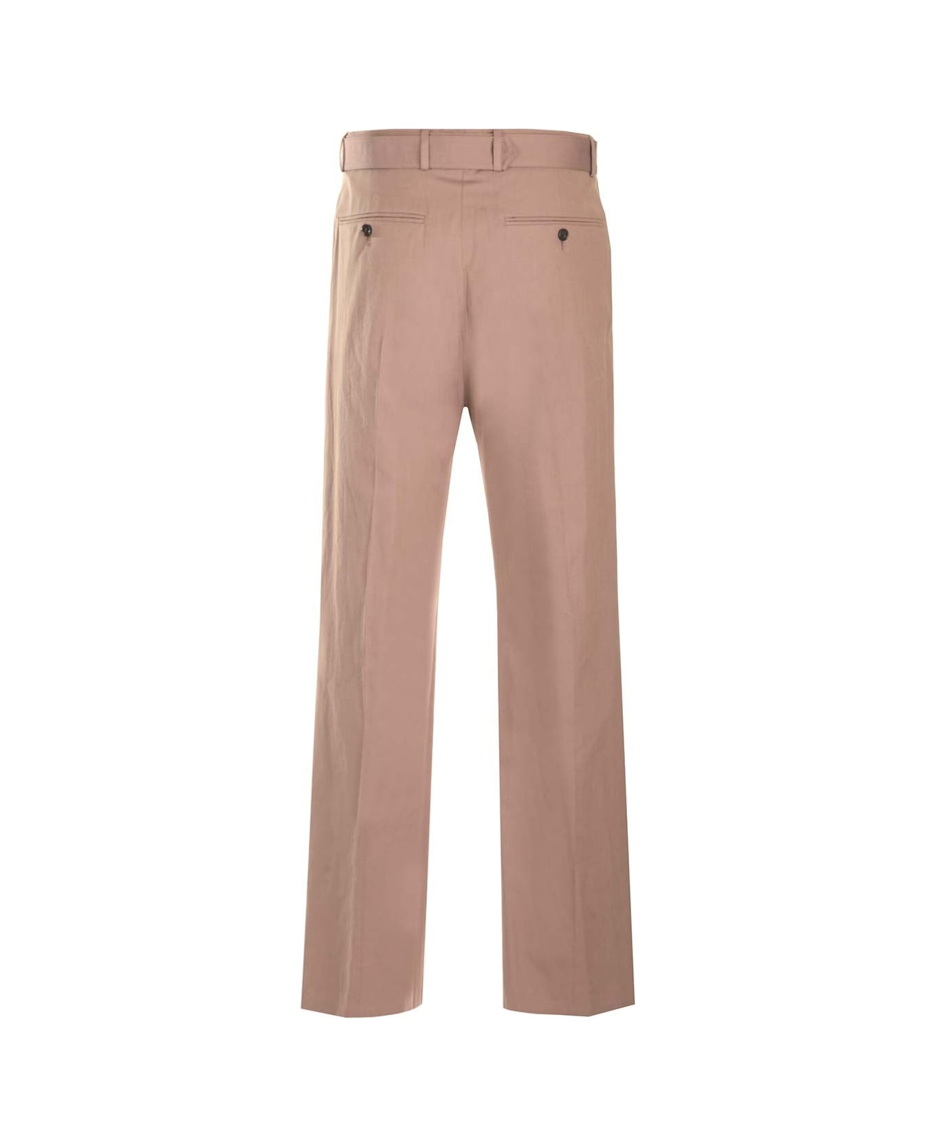 Dries Van Noten Straight Trousers With Belt - Brown