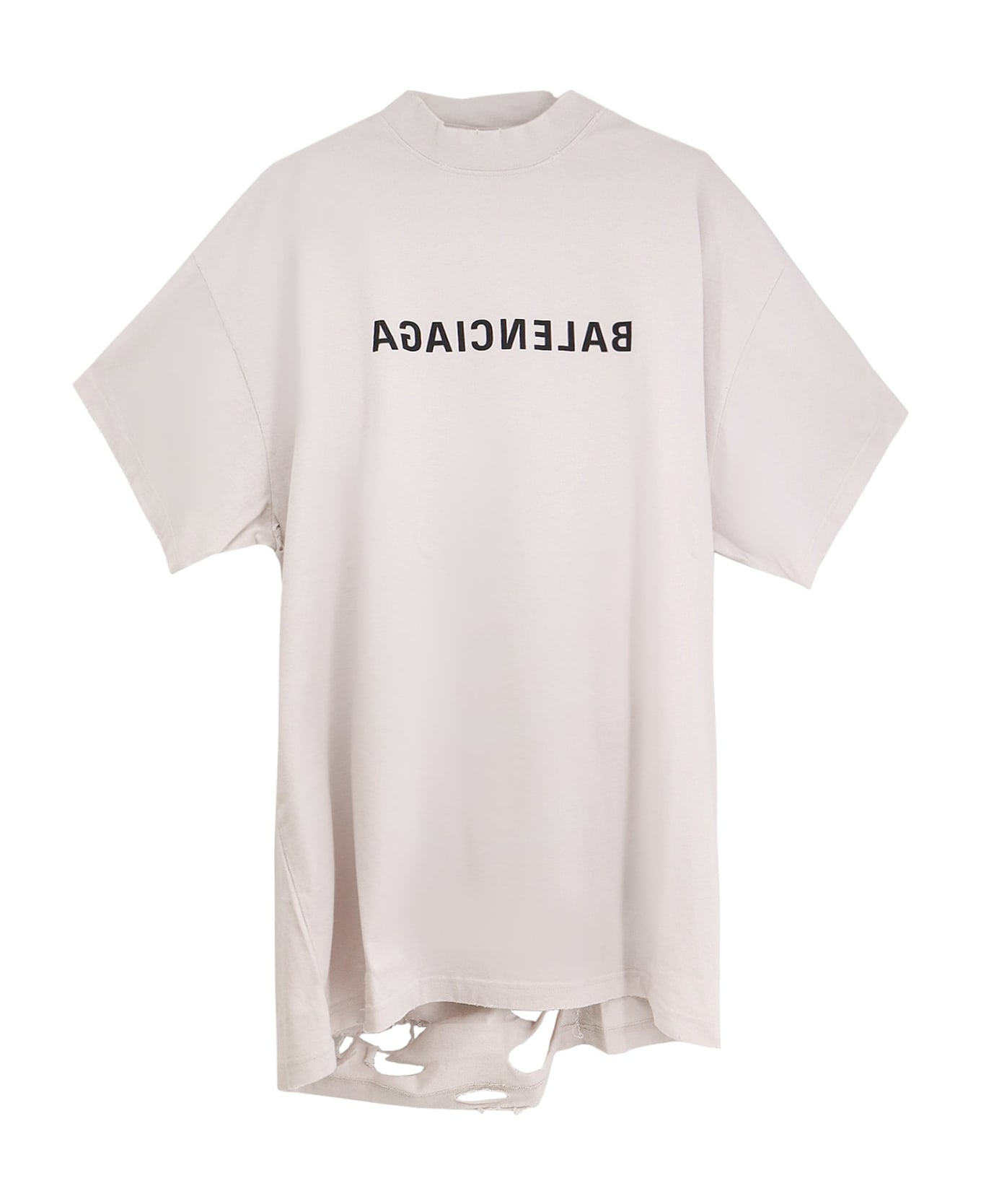 Balenciaga Cotton T-shirt With Frontal Logo - Grey