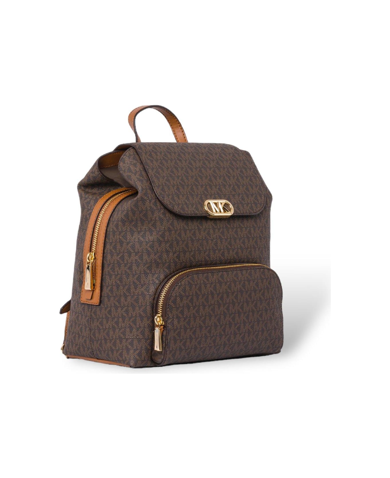 MICHAEL Michael Kors Logo Plaque Monogram-patterned Backpack - Brown