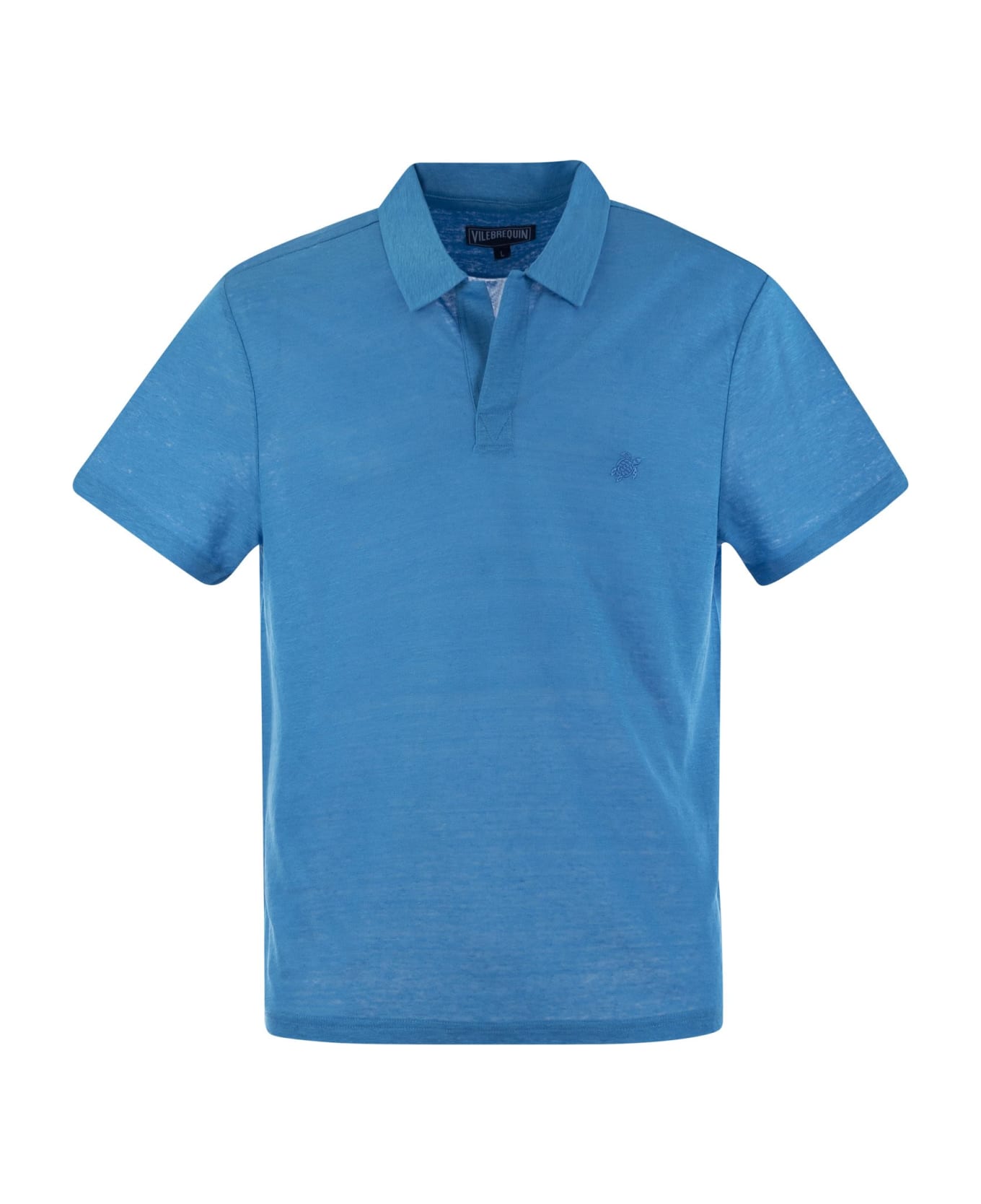 Vilebrequin Short-sleeved Linen Polo Shirt - Light Blue