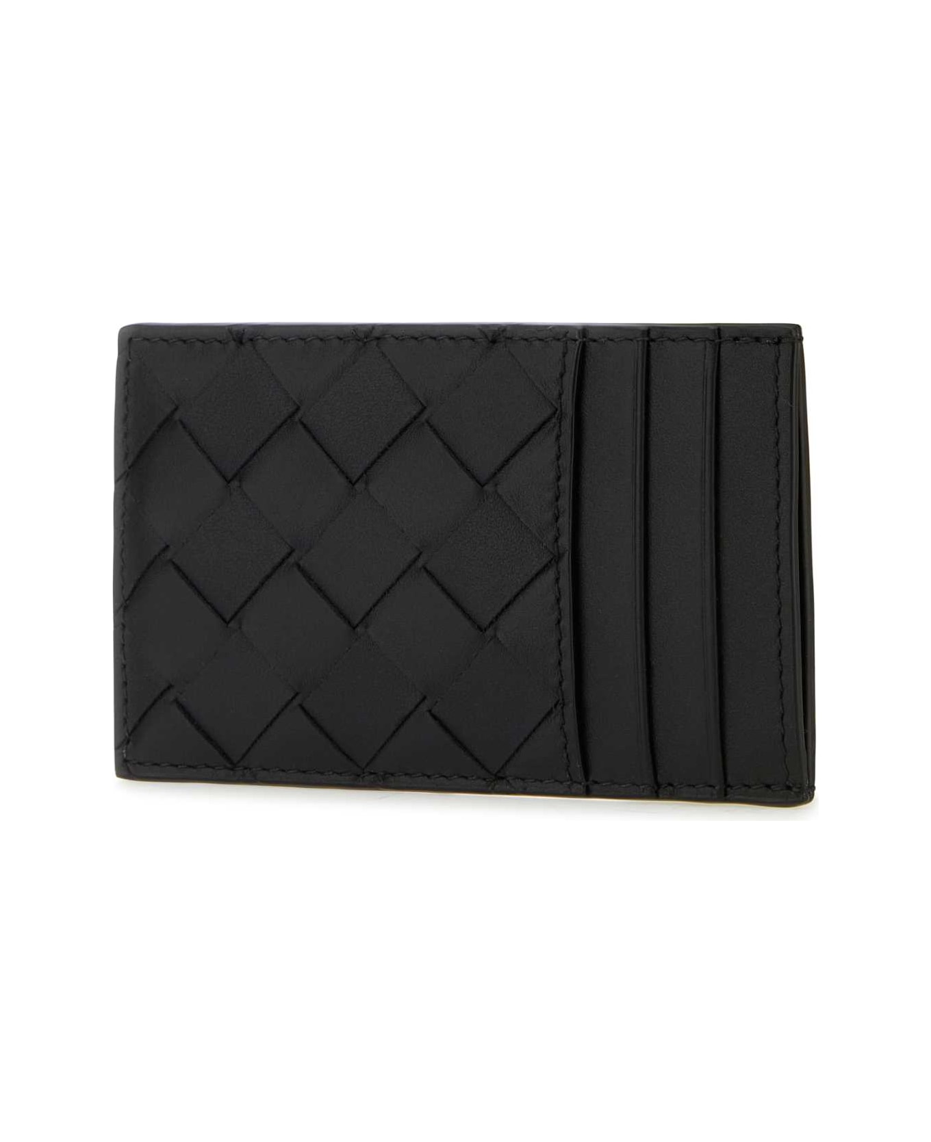 Bottega Veneta Black Leather Cardholder - BLACKSILVER 財布