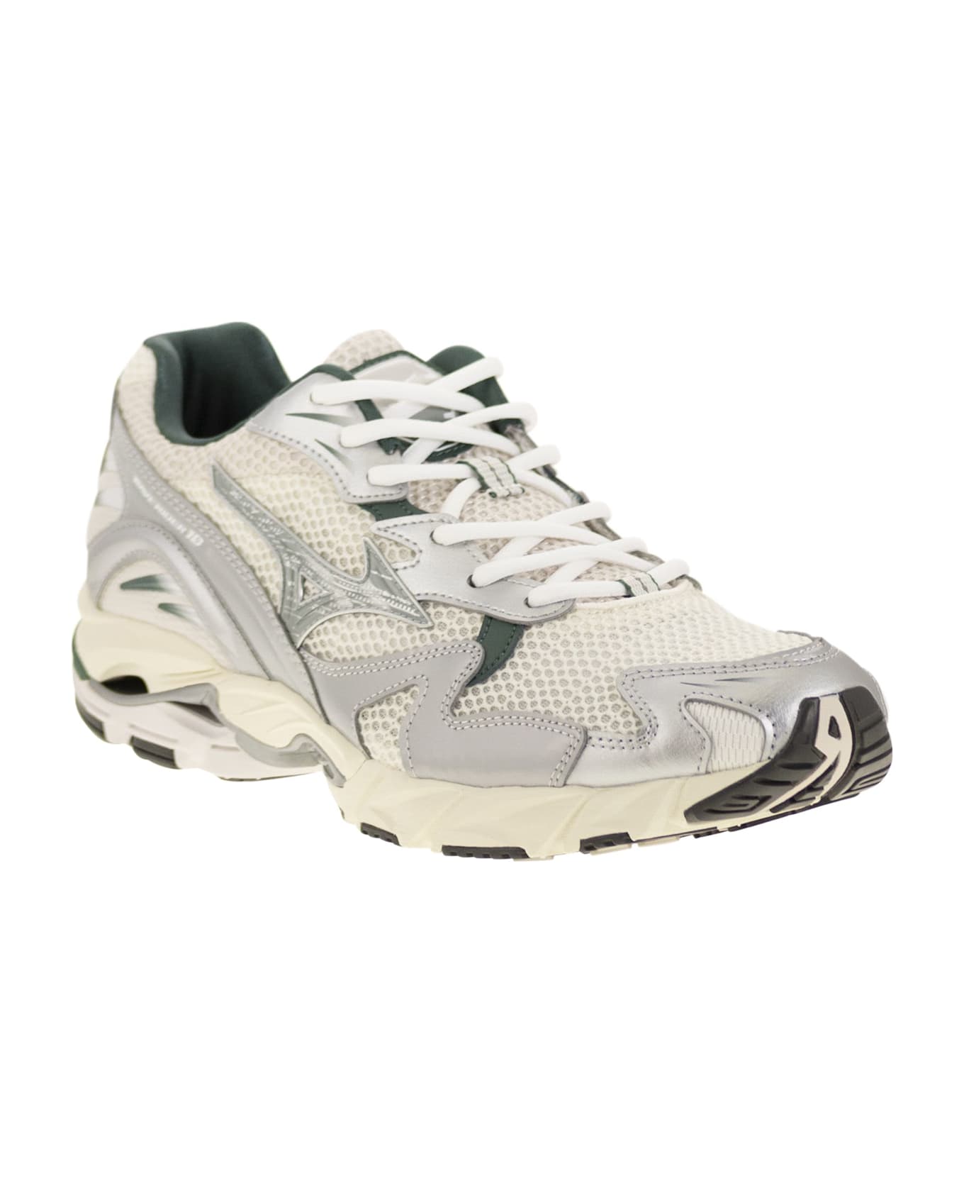 Mizuno Wave Rider 10 - Sneakers - White/silver/green