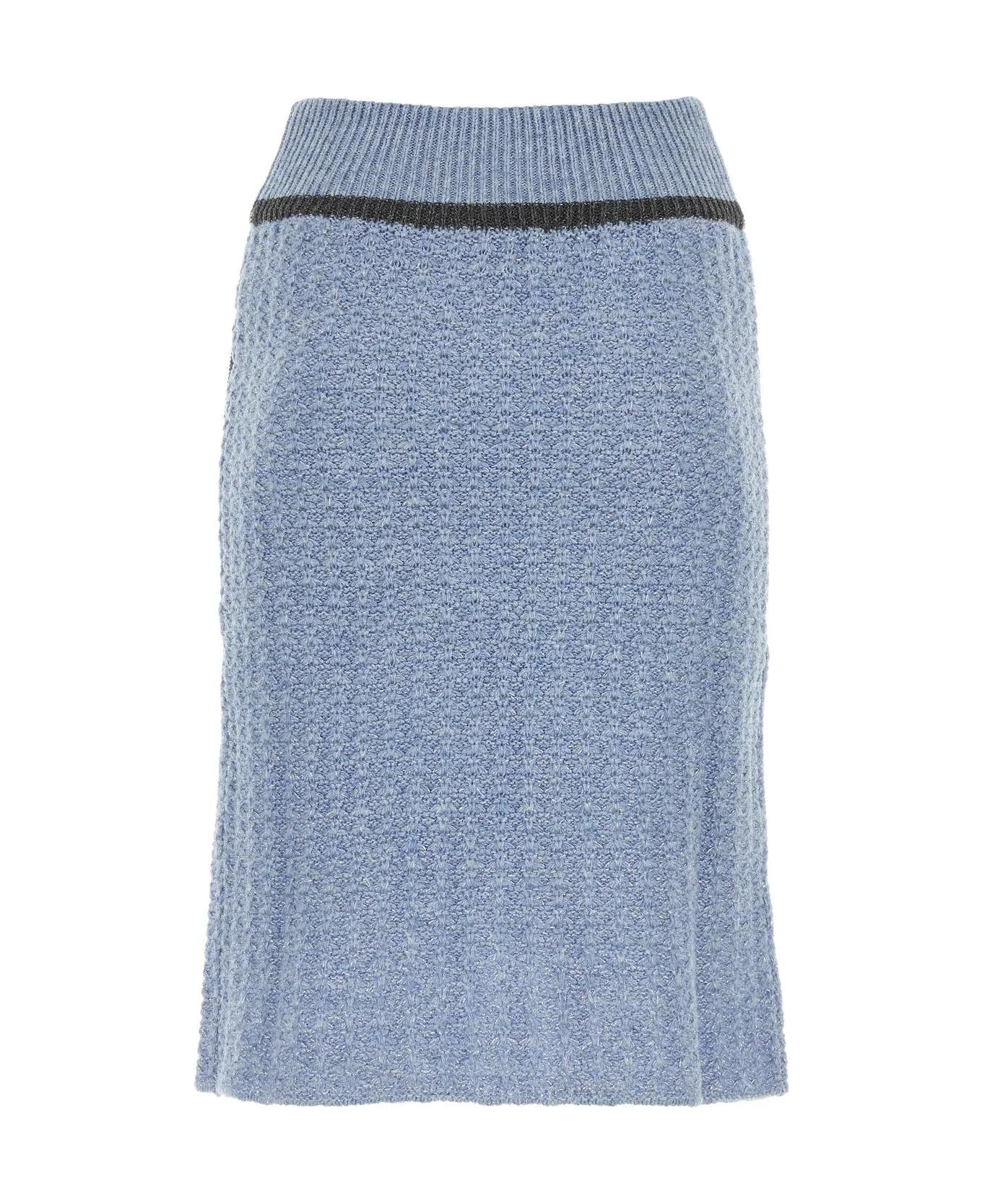 Cormio Cerulean Wool Blend Skirt - BLUE PERVINCA