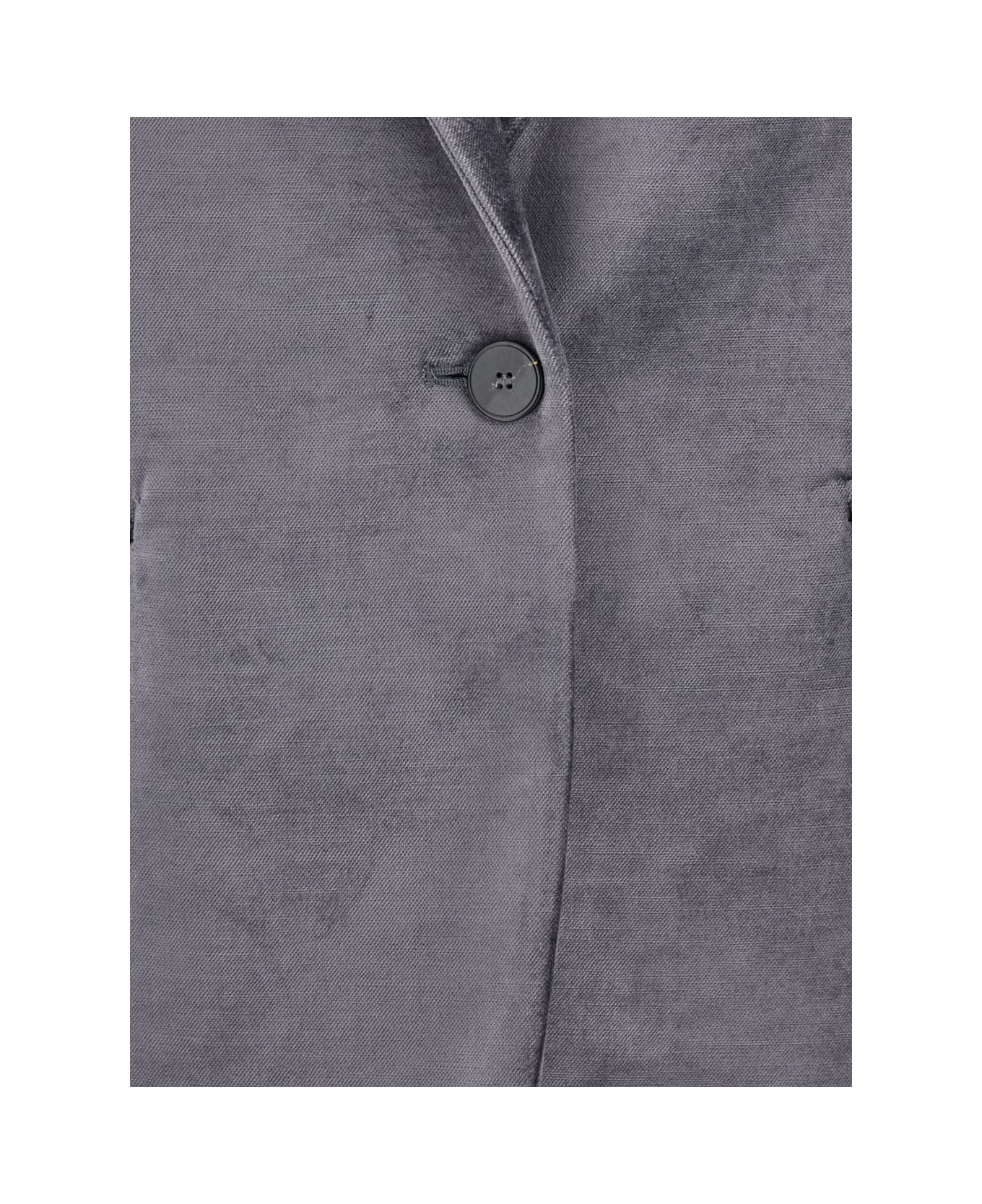 Forte_Forte Grey Single-breasted Jacket With Classic Lapels In Velvet Woman - Grey