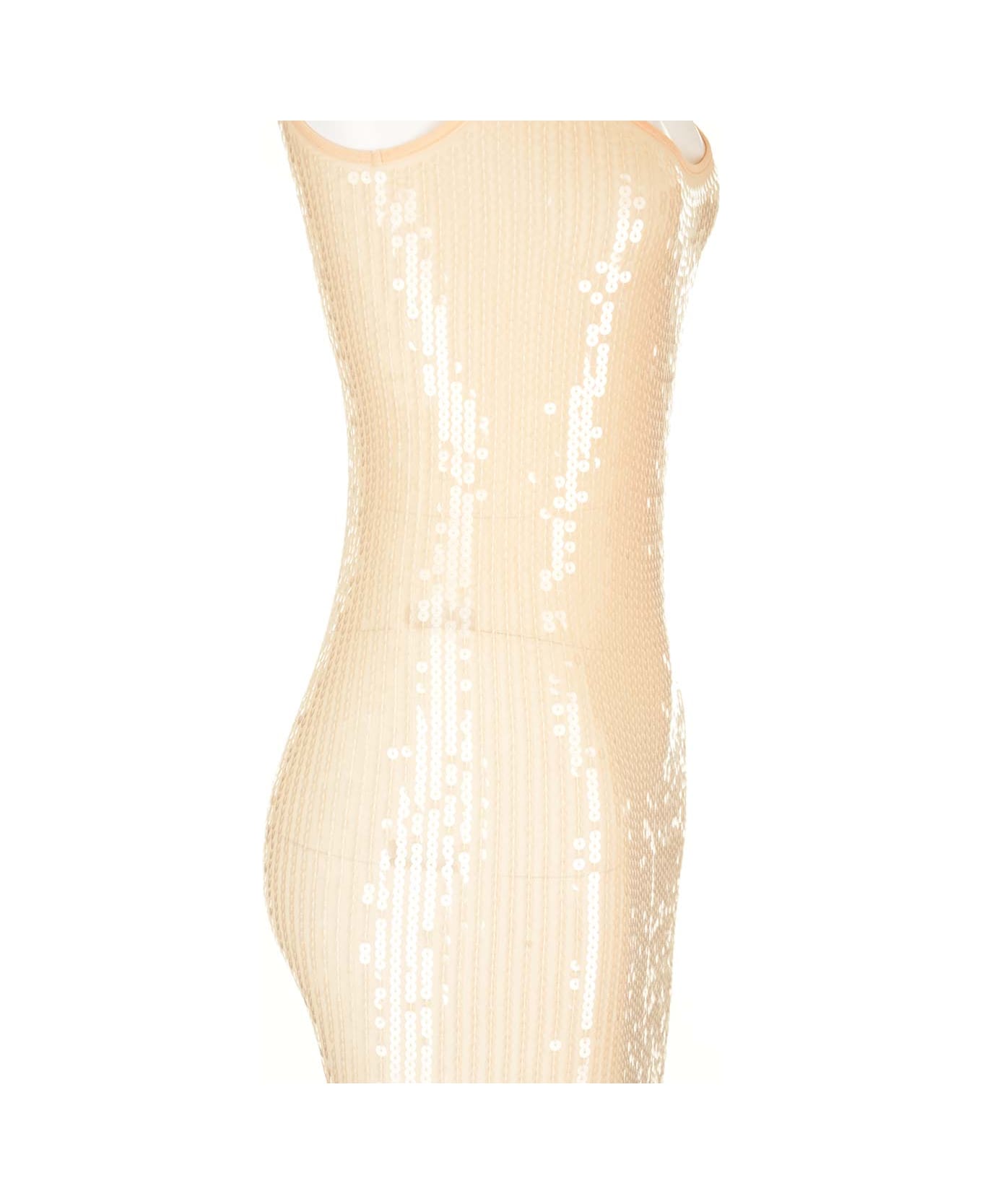 Rick Owens Lilies Long Dress With Sequins - Beige