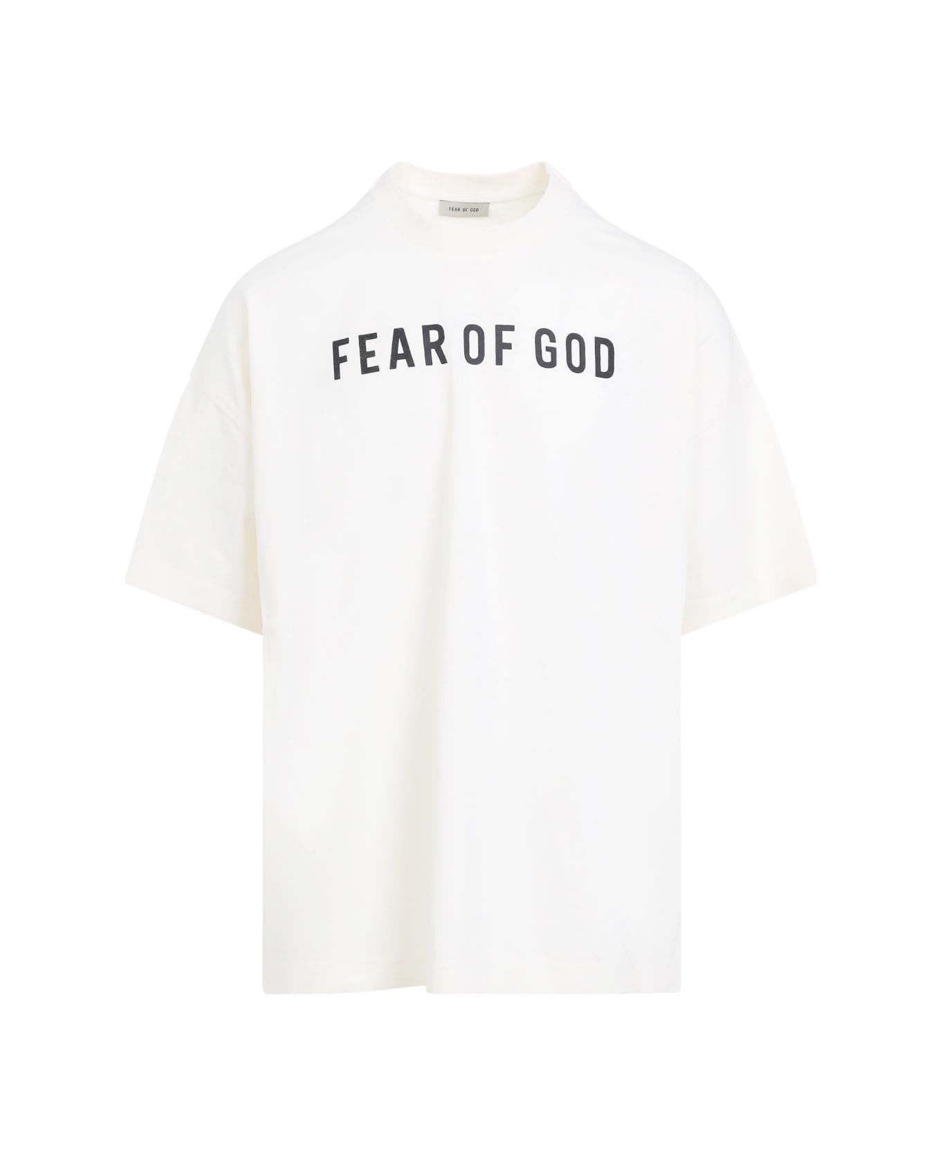 Fear of God Logo Black Print T-shirt - Cream