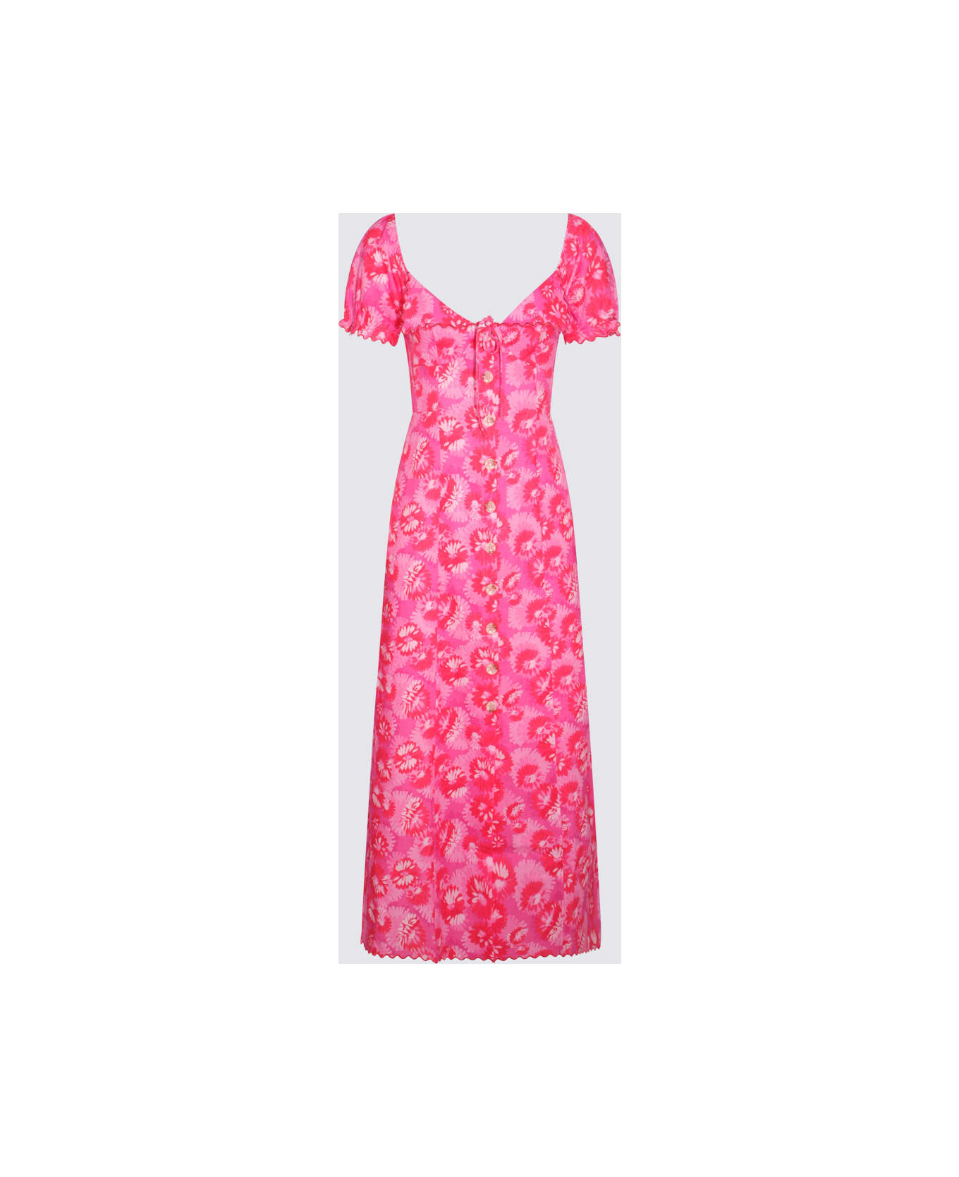RIXO Pink Multicolour Linen-viscose Blend Briella Dress - SUNFLOWER FUSCHIA