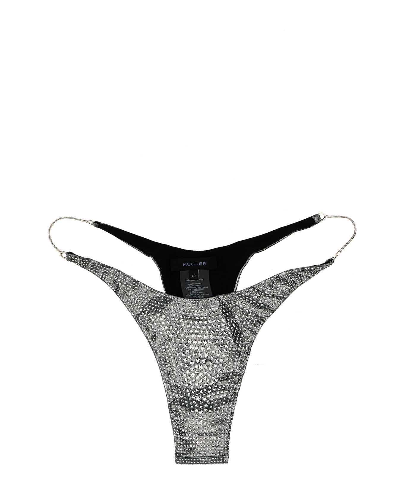 Mugler Rhinestone Bikini Briefs - Gray