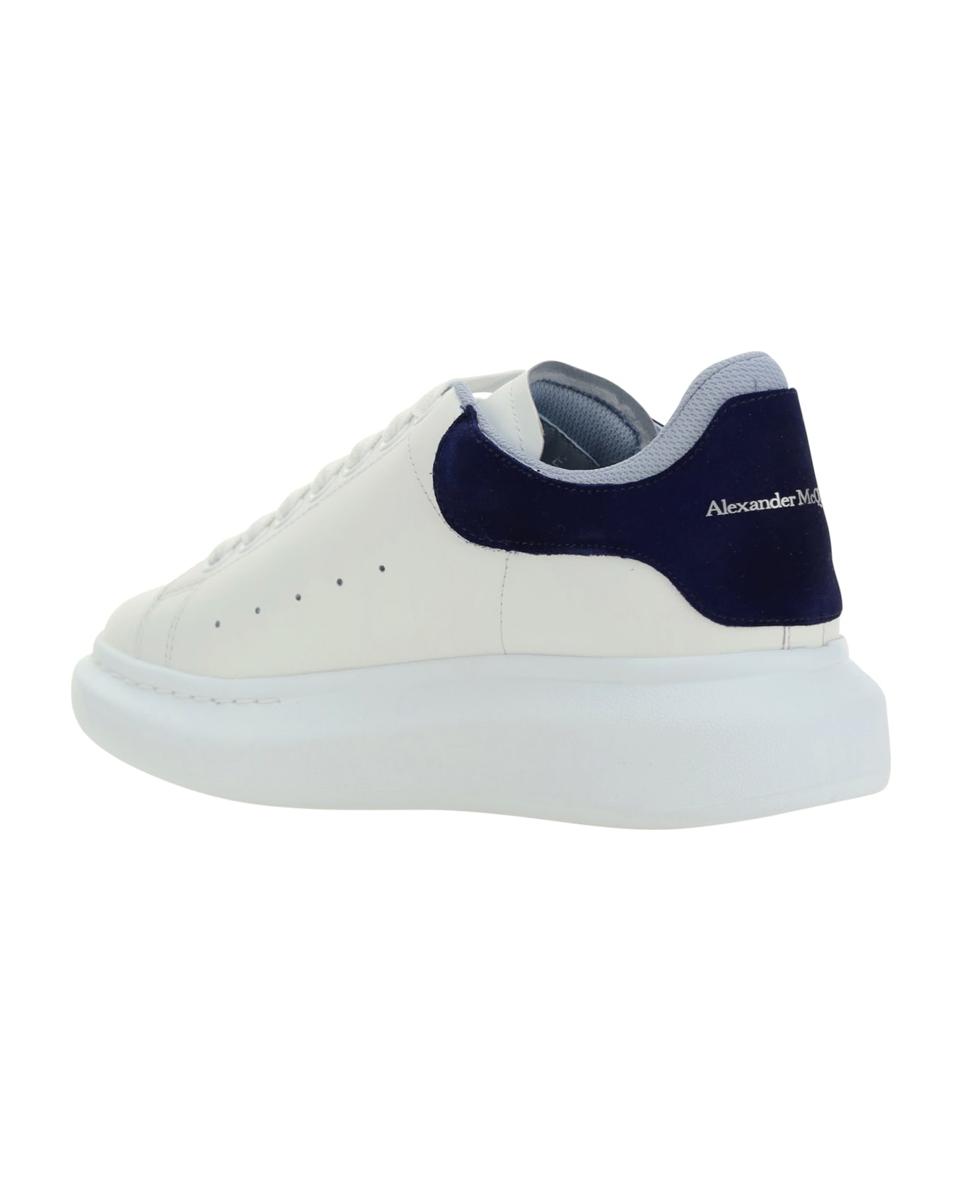 Alexander McQueen 'oversize' Sneakers With Blue Suede Heel Tab - White/navy/lig Blue