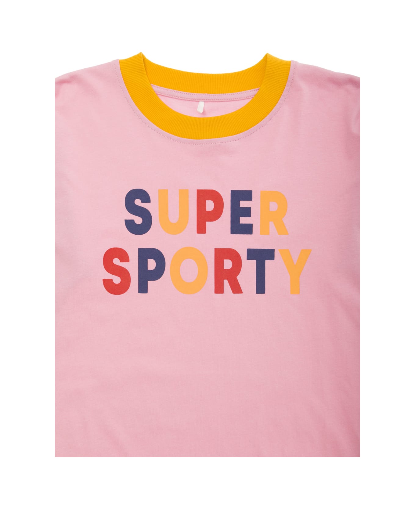 Mini Rodini Pink T-shirt With Super Sporty Print In Cotton Boy - Pink Tシャツ＆ポロシャツ
