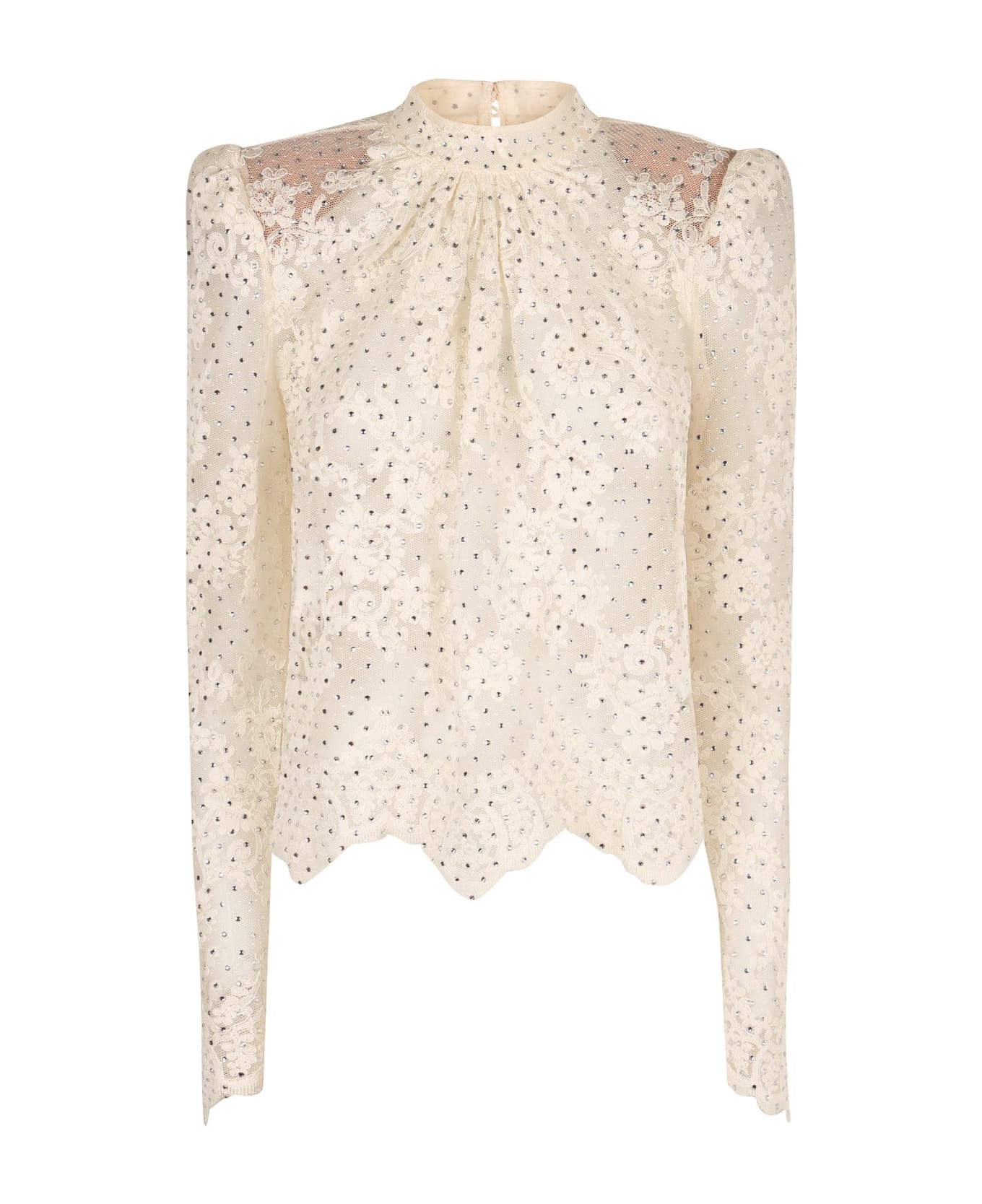 self-portrait Embellished Lace Top - Bianco