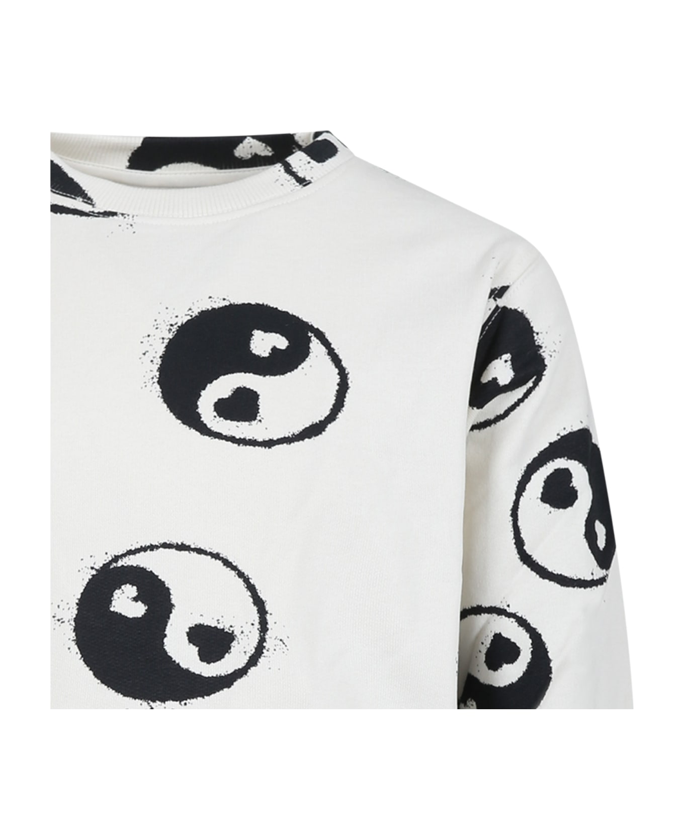 Molo White Sweatshirt For Girl With Yin And Yang Print - White