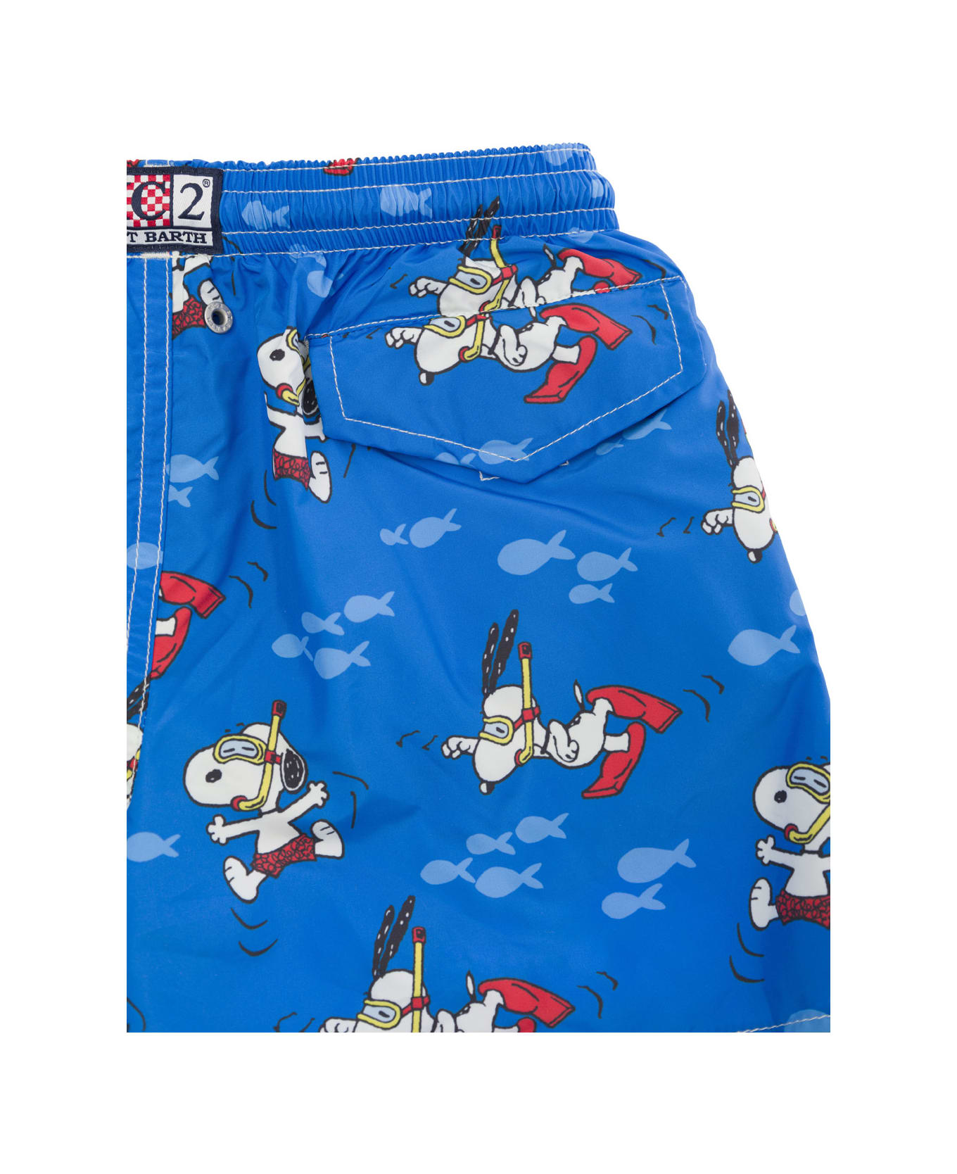 MC2 Saint Barth Multicolor Swim Shorts With All-over Scuba Snoopy Print In Fabric Baby - Blu