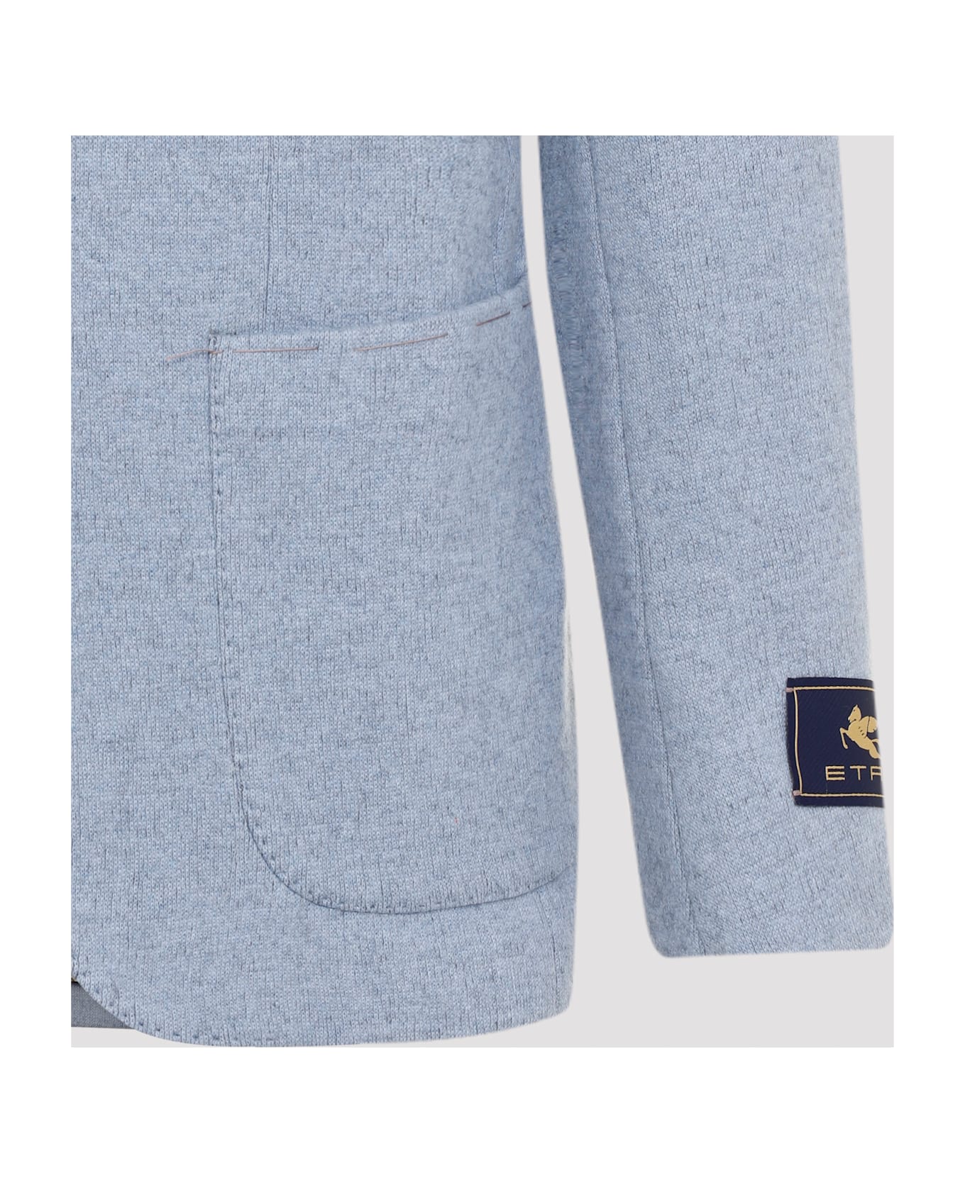 Etro Light Blue Wool And Cashmere Blazer - Blue