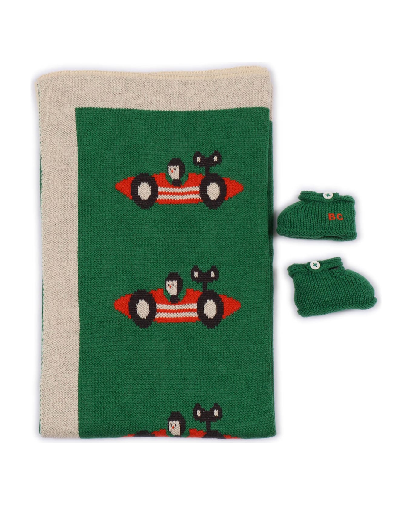 Bobo Choses Race Car Knitted Gift Set - GREEN