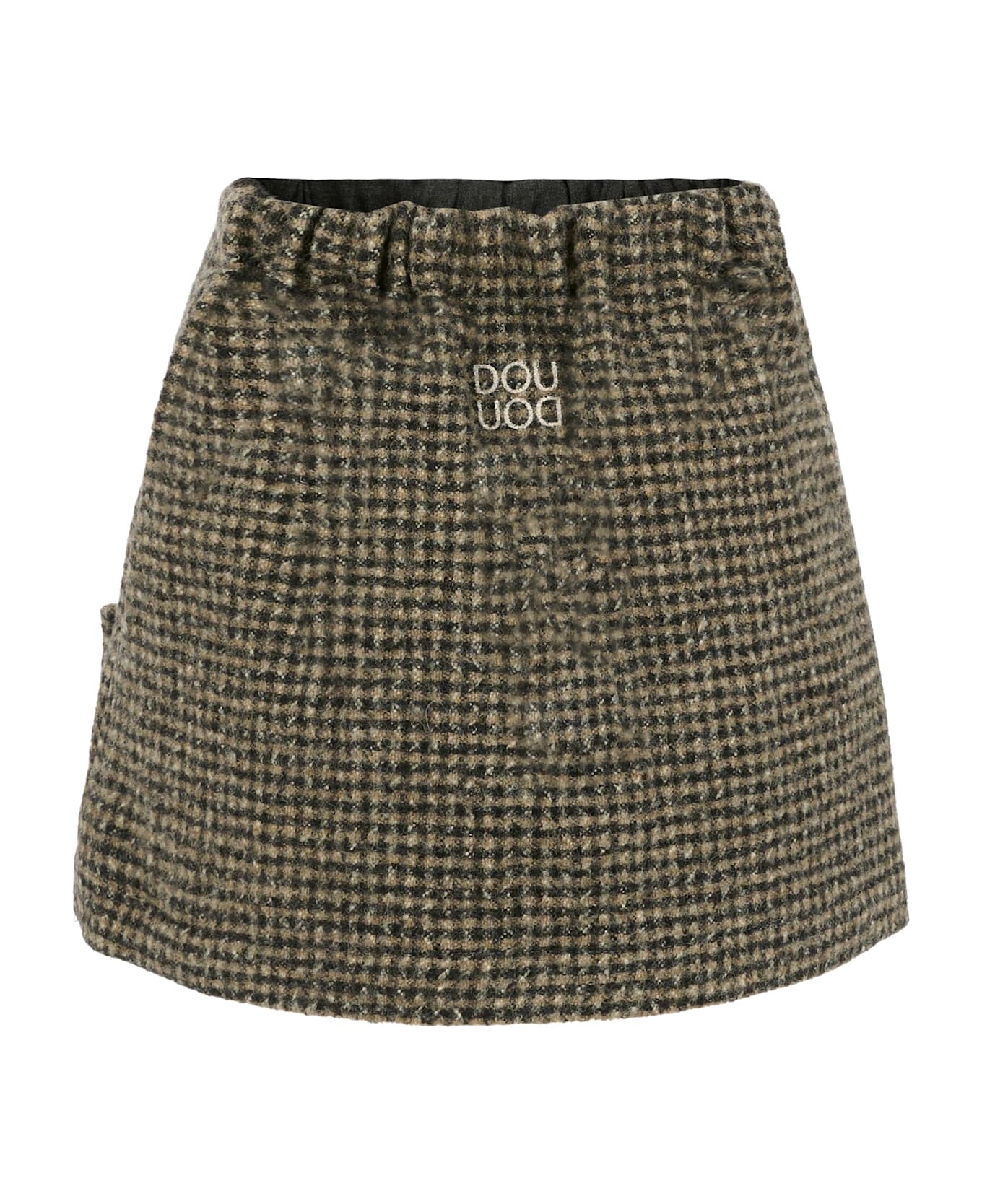 Douuod Brwon Skirt For Girl With Bow And Logo - Brown