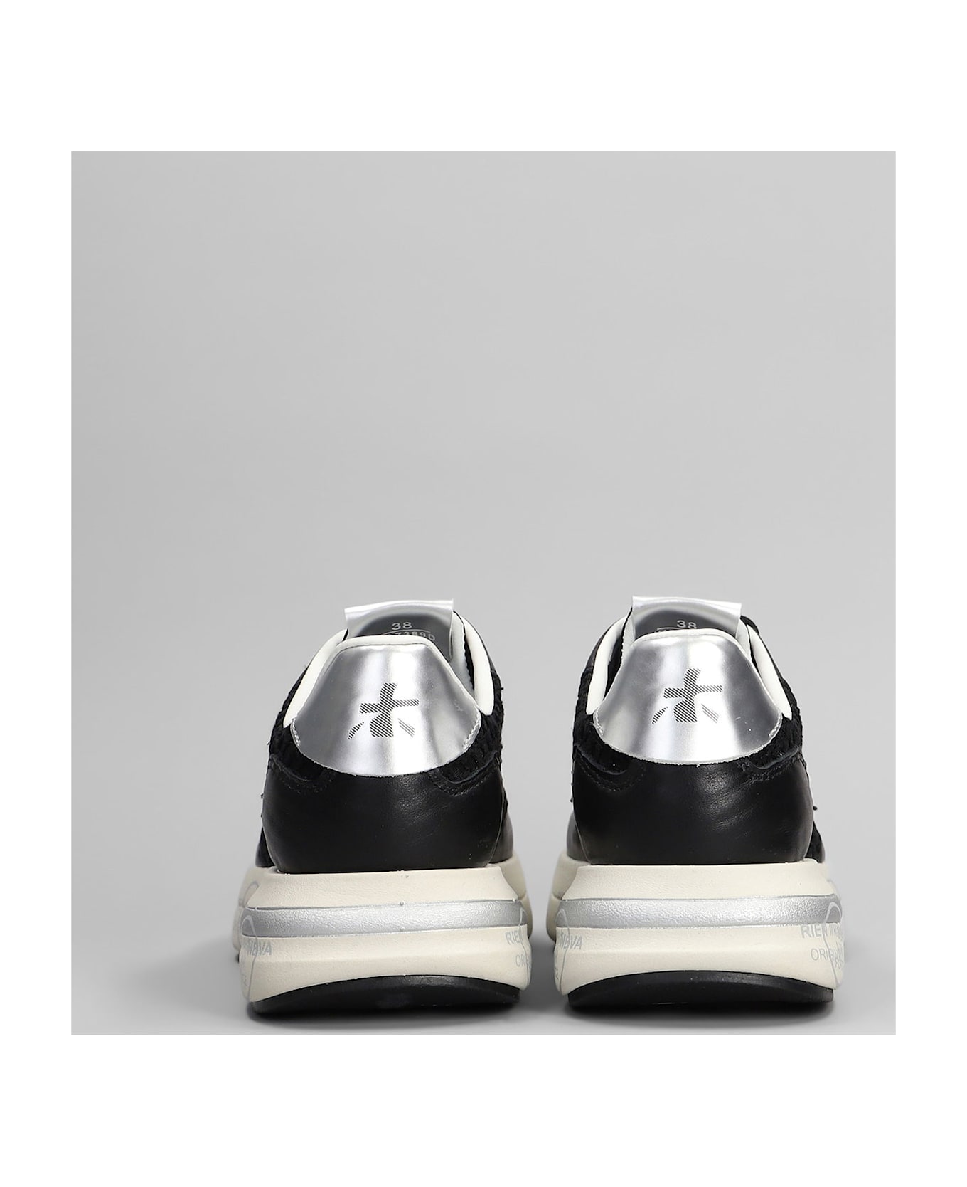 Premiata Cassie Sneakers In Black Leather And Fabric - black