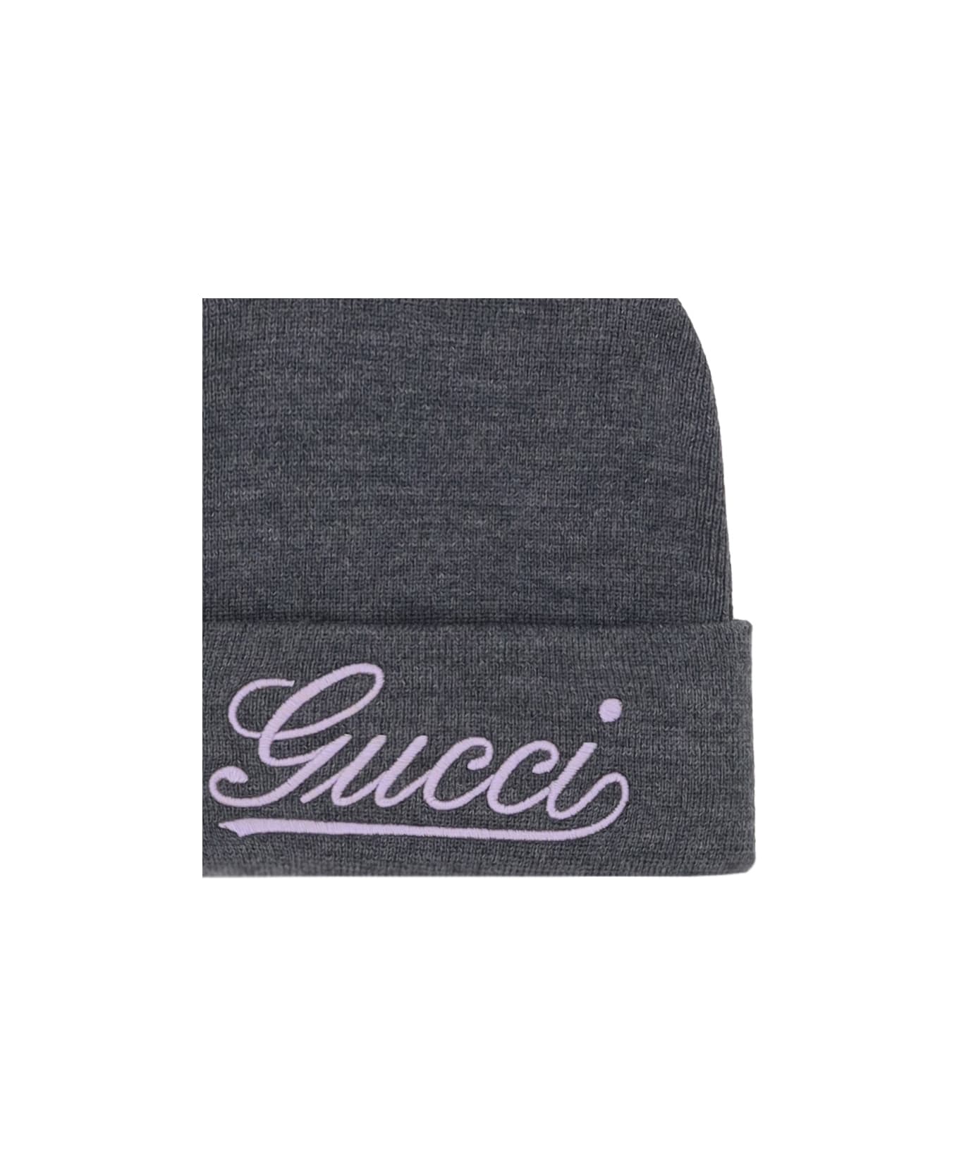 Gucci Logo Embroidery Beanie - Lead/pink