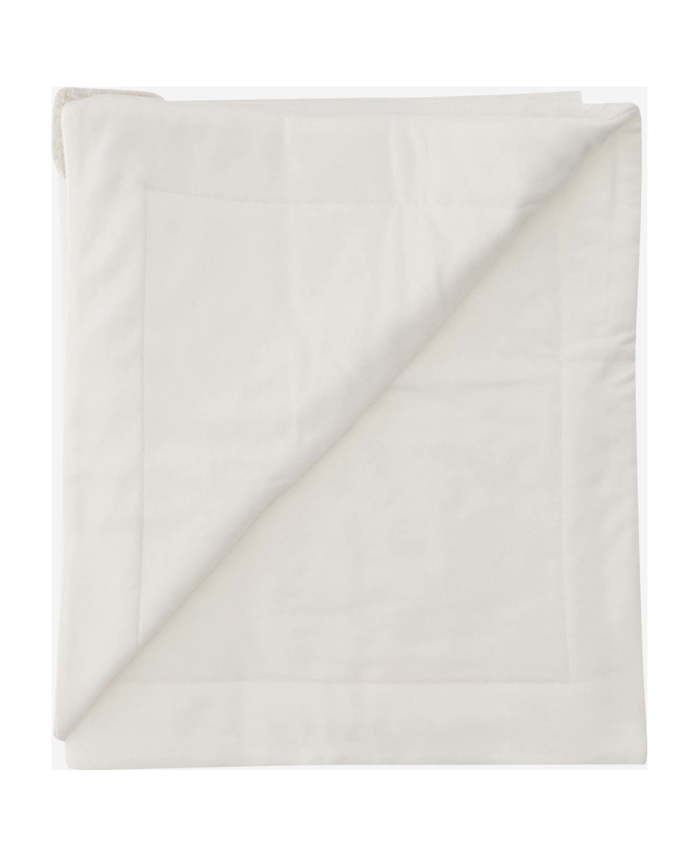 Il Gufo Stretch Cotton Blanket With Heart Detail - White