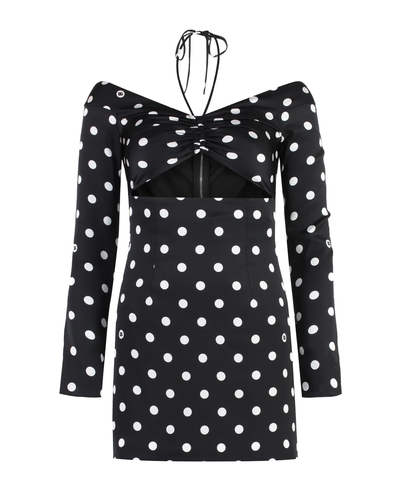 Dolce & Gabbana Polka-dot Print Silk Mini Dress - black