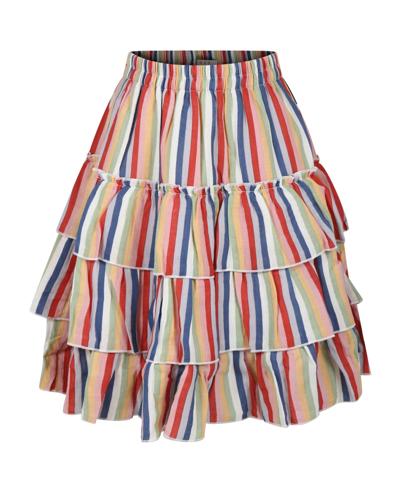 Coco Au Lait Multicolor Skirt For Girl With Stripes Pattern - Multicolor