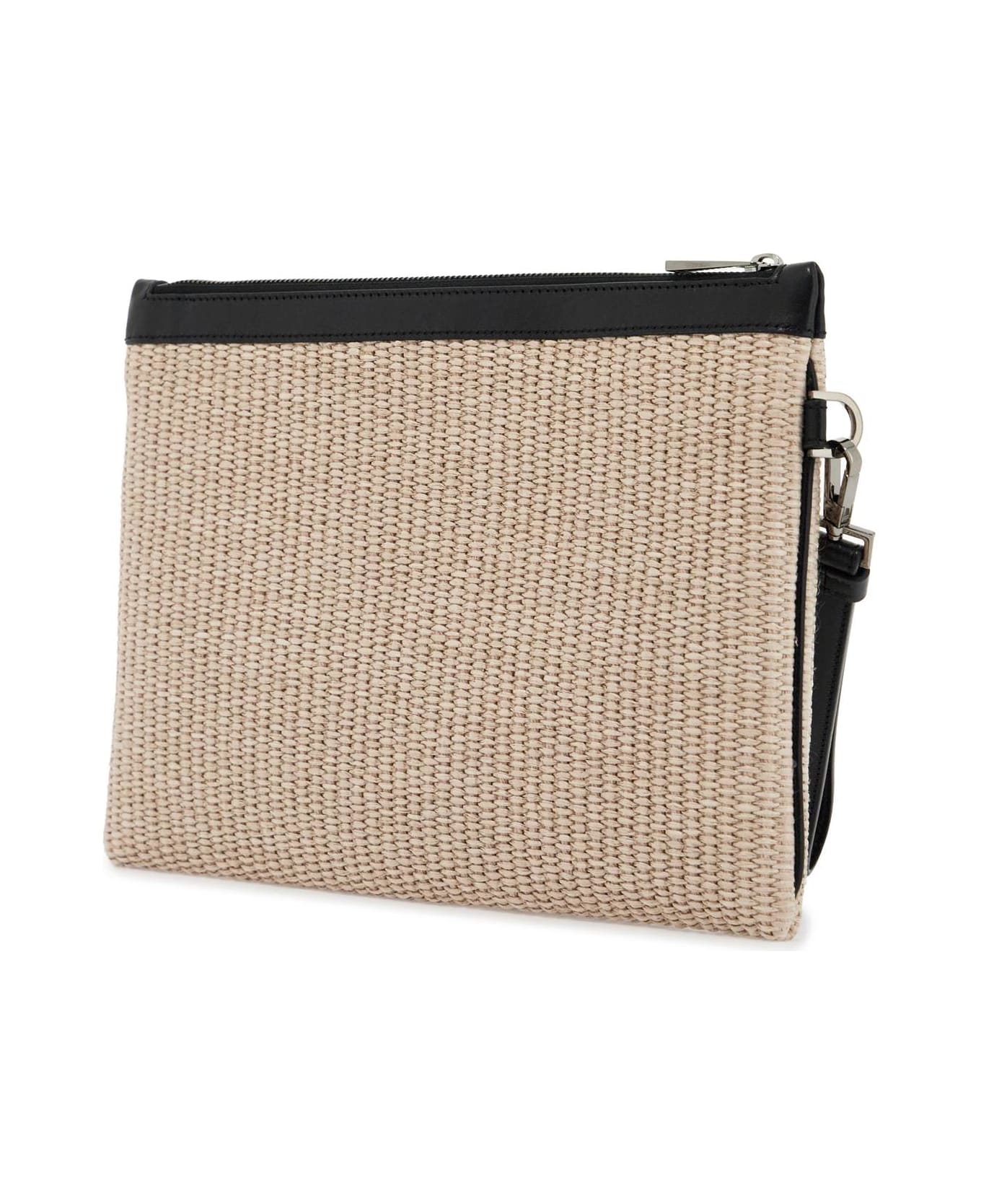 Versace Cappuccino Raffia Pouch - NATURALBLACKRUTHENIUM