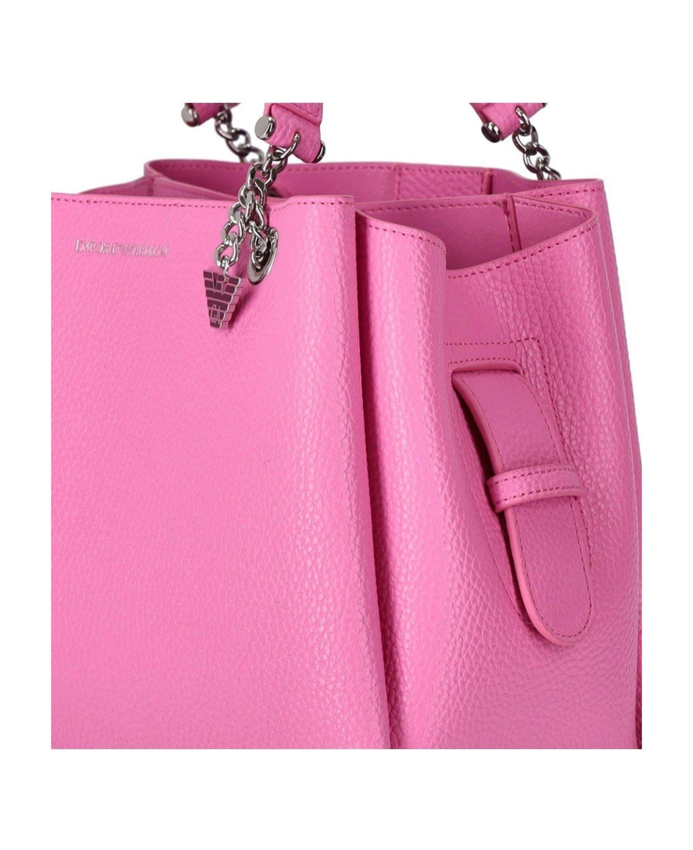 Emporio Armani Logo Printed Charm Tote Bag - Dark Pink Rosa