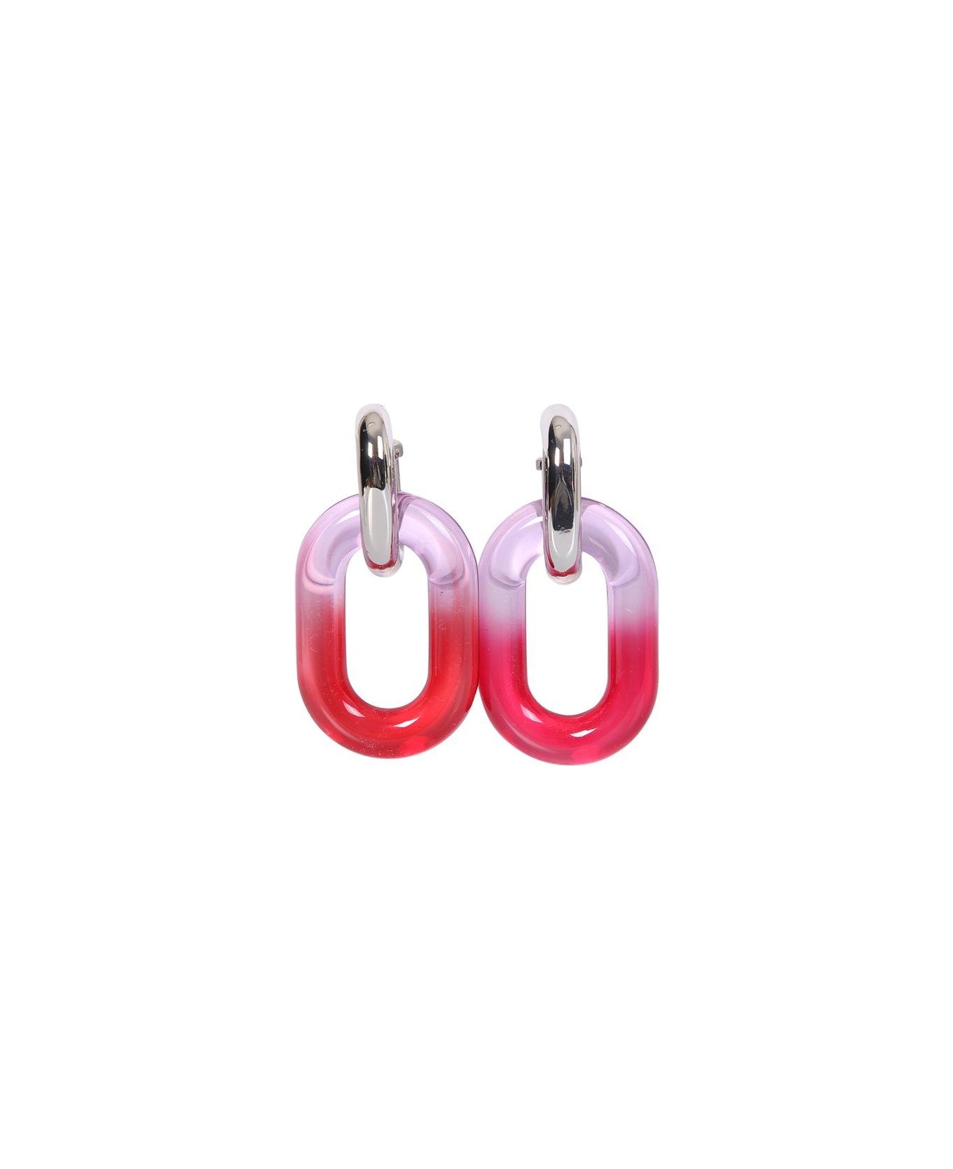 Paco Rabanne Iconic Double Hoop Earrings - SILVER/PINK