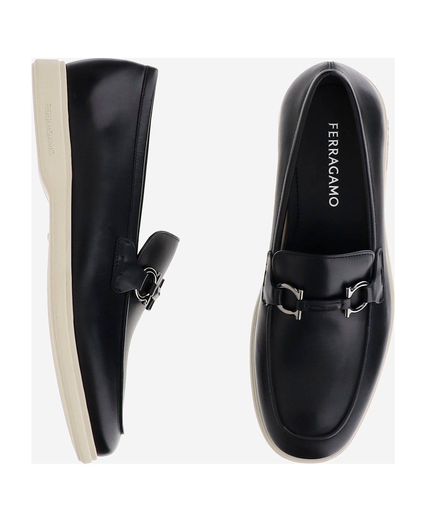 Ferragamo Ganicini Leather Loafers - Black