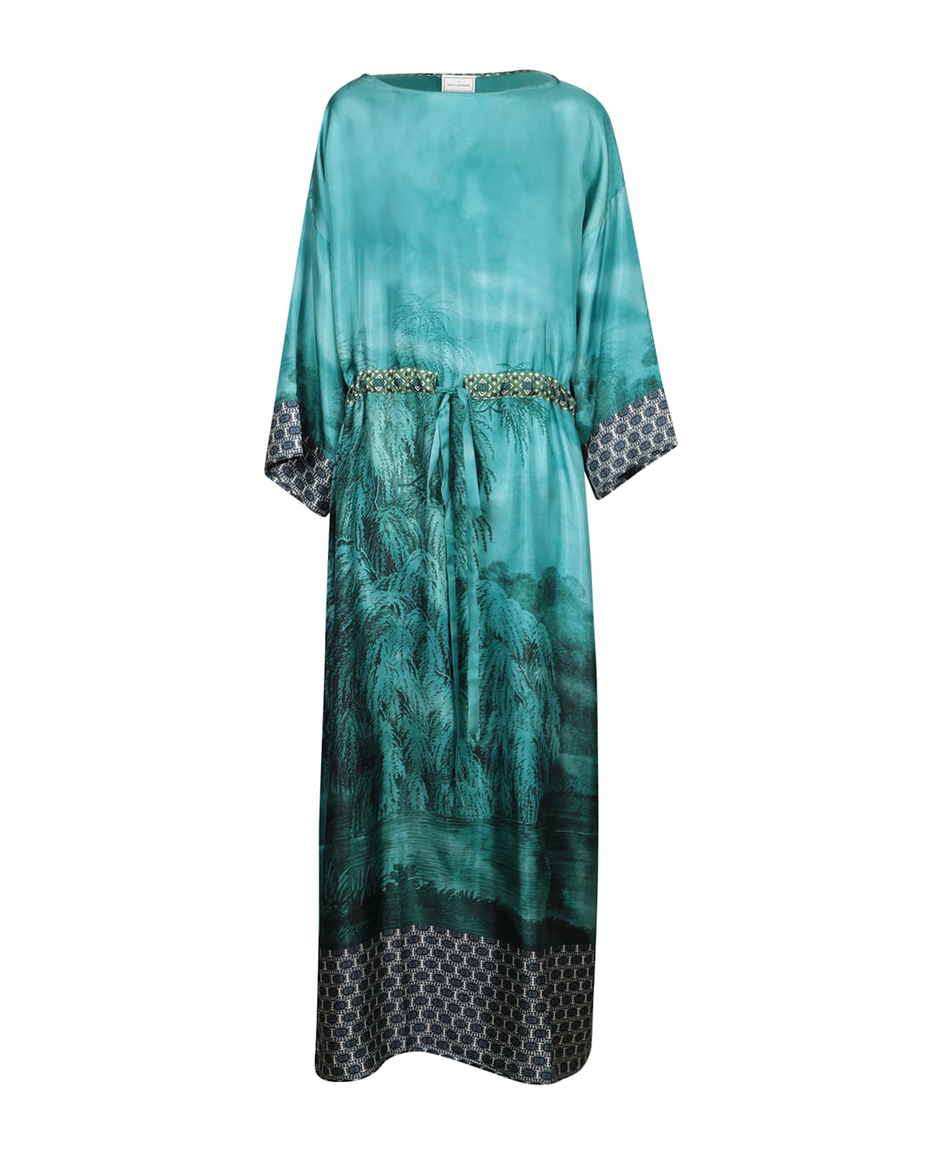 Pierre-Louis Mascia Aloes Long Dress In Multicolor Blue - Blue