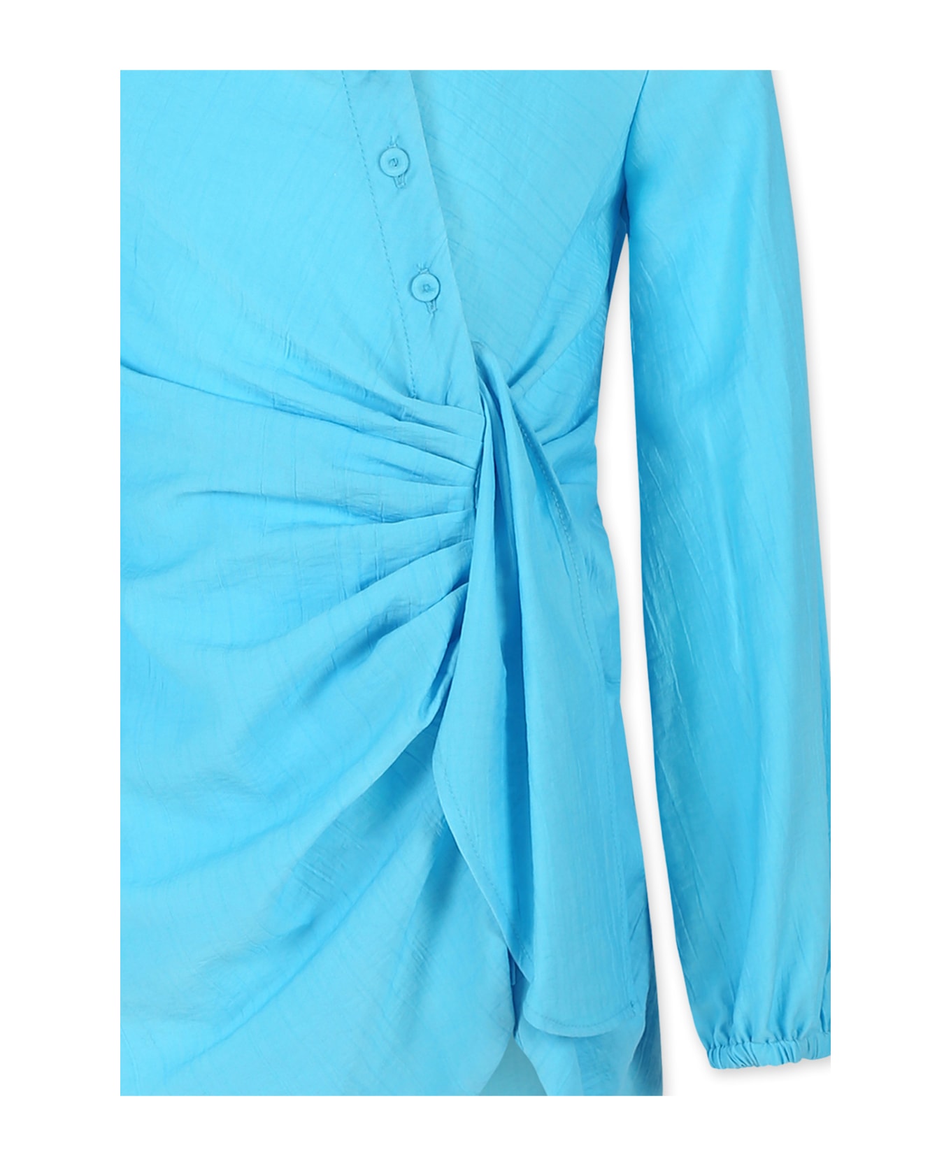 MSGM Light Blue Dress For Girl With Logo - Light Blue