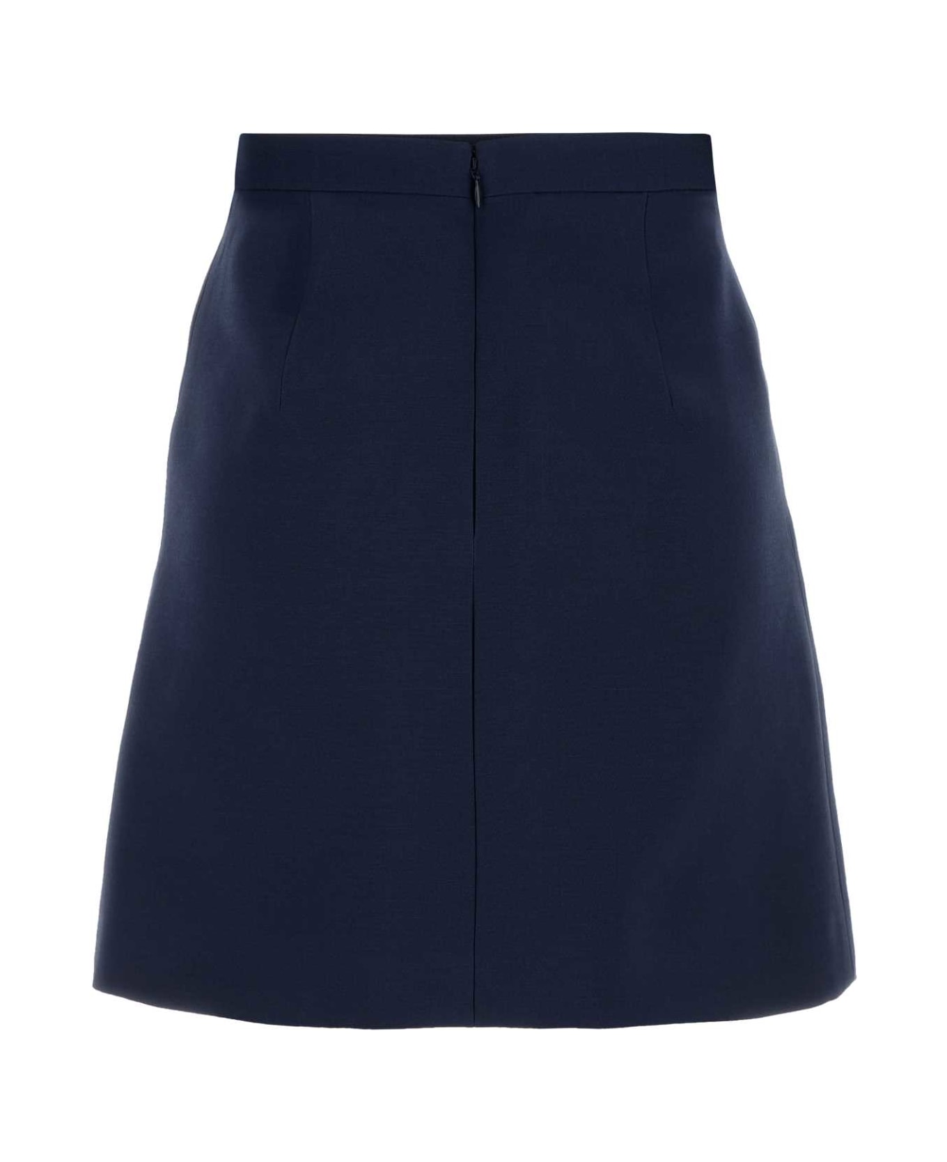 Valentino Garavani Navy Blue Wool Blend Skirt - INDACOBETULLA