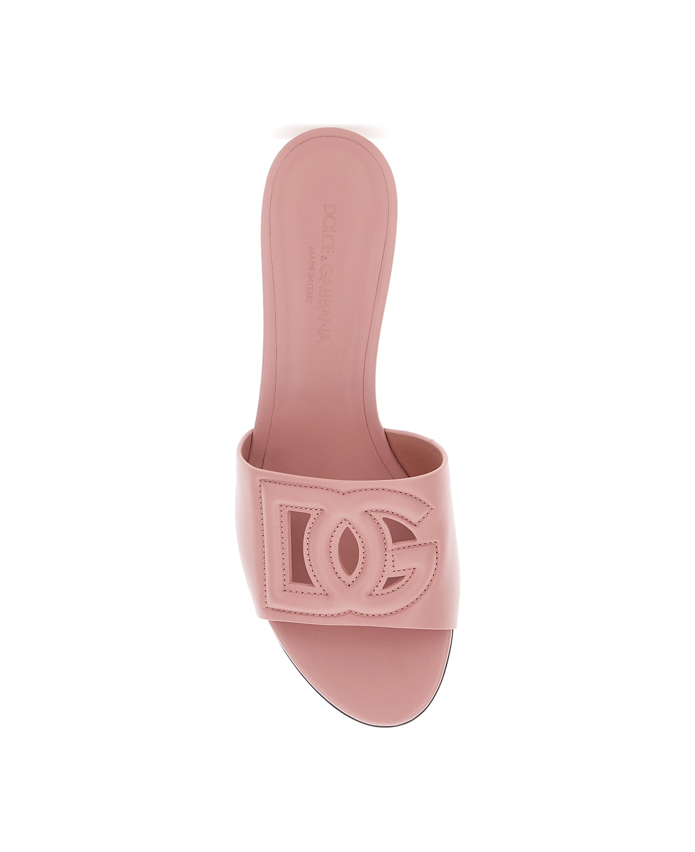Dolce & Gabbana Mules Con Tacco Basso E Dg Millennials In Pelle Liscia Rosa Donna - Pink