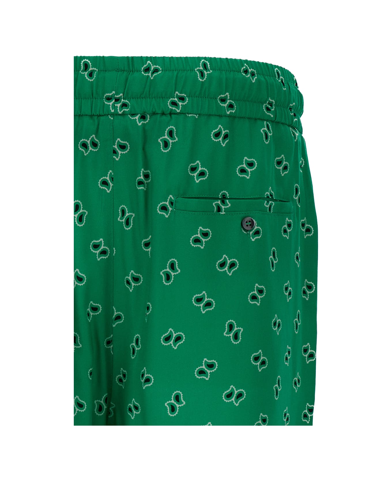 Palm Angels Green Paisley-print Shorts In Viscose Man - Green