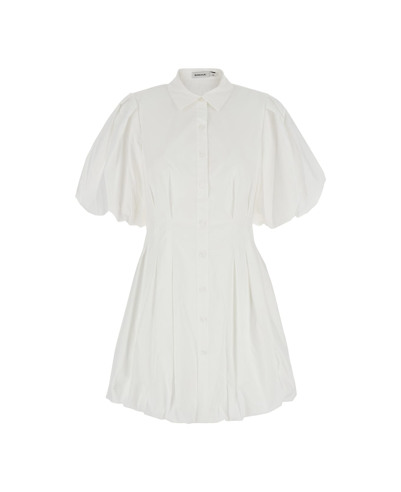 Simkhai 
cleo
 White Dress With Classic Collar And Puffed Skirt In Cotton Blend Woman - White