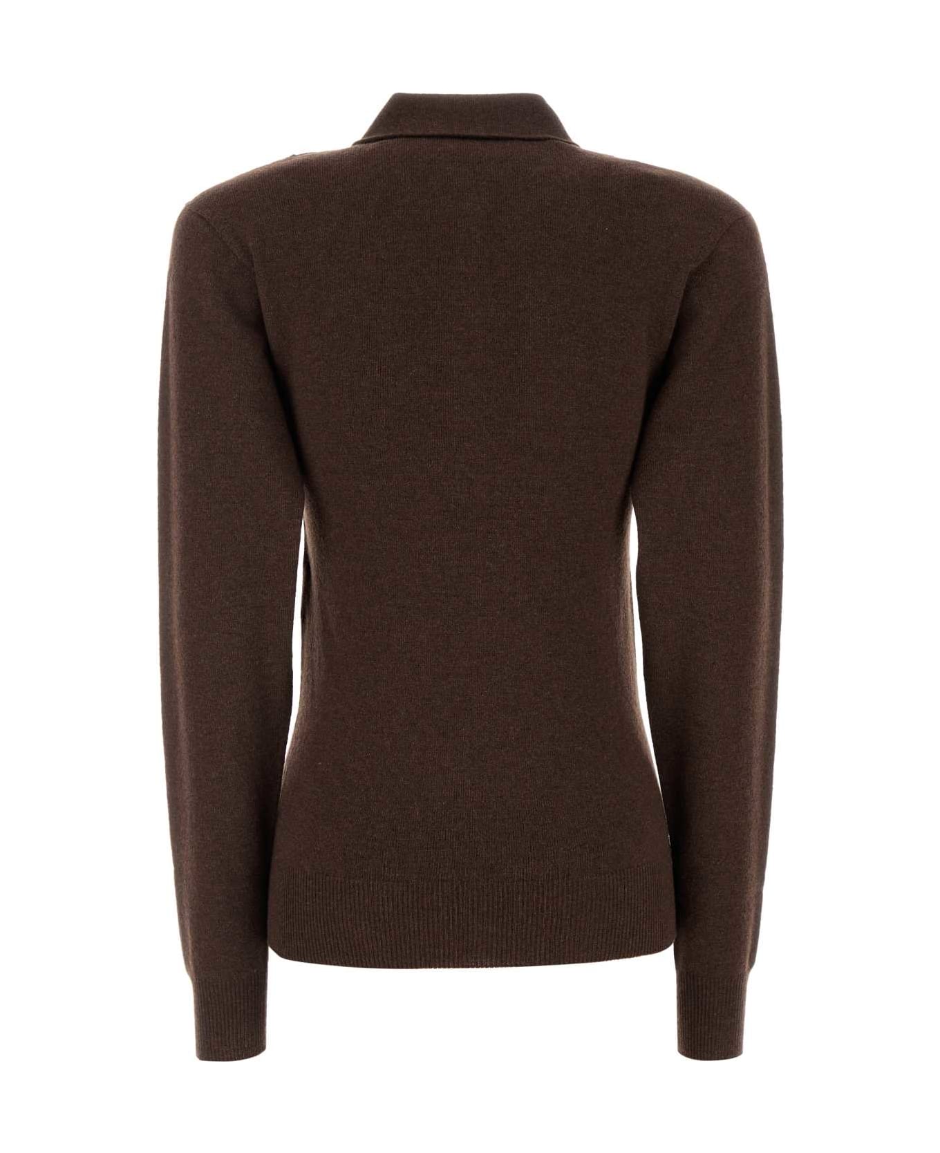 Stella McCartney Brown Cashmere Blend Polo Shirt - CHOCOLATEBROWN